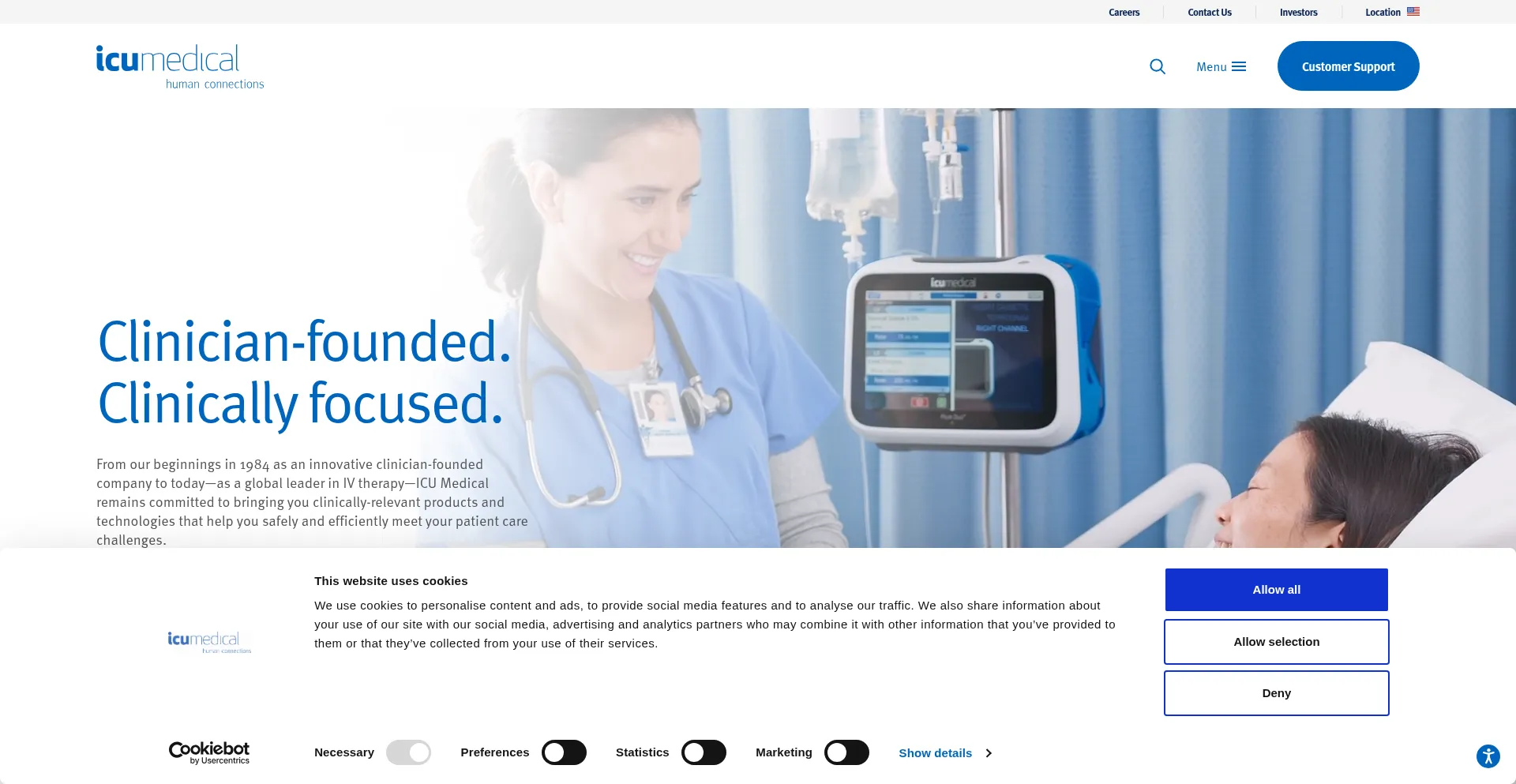 Website screenshot of Icumed.com