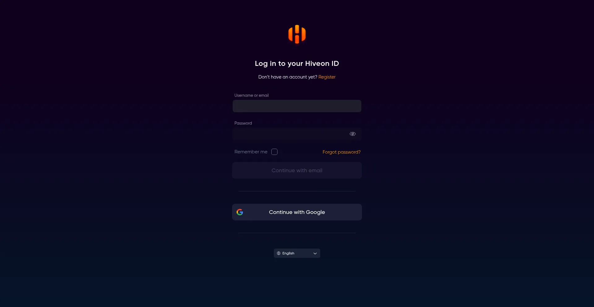 Website screenshot of Id.hiveon.com