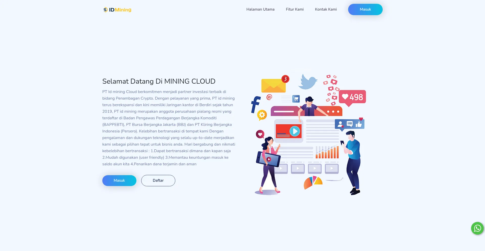 Website screenshot of Idmining.cloud