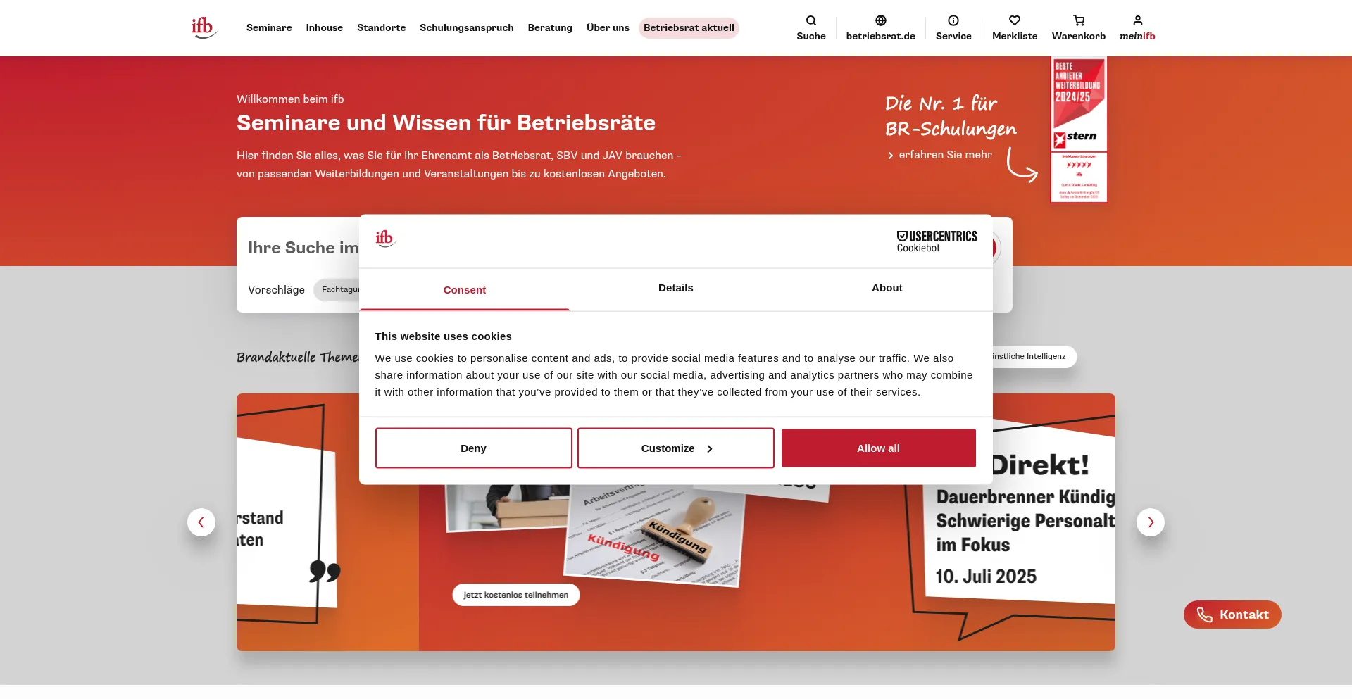 Website screenshot of Ifb.de