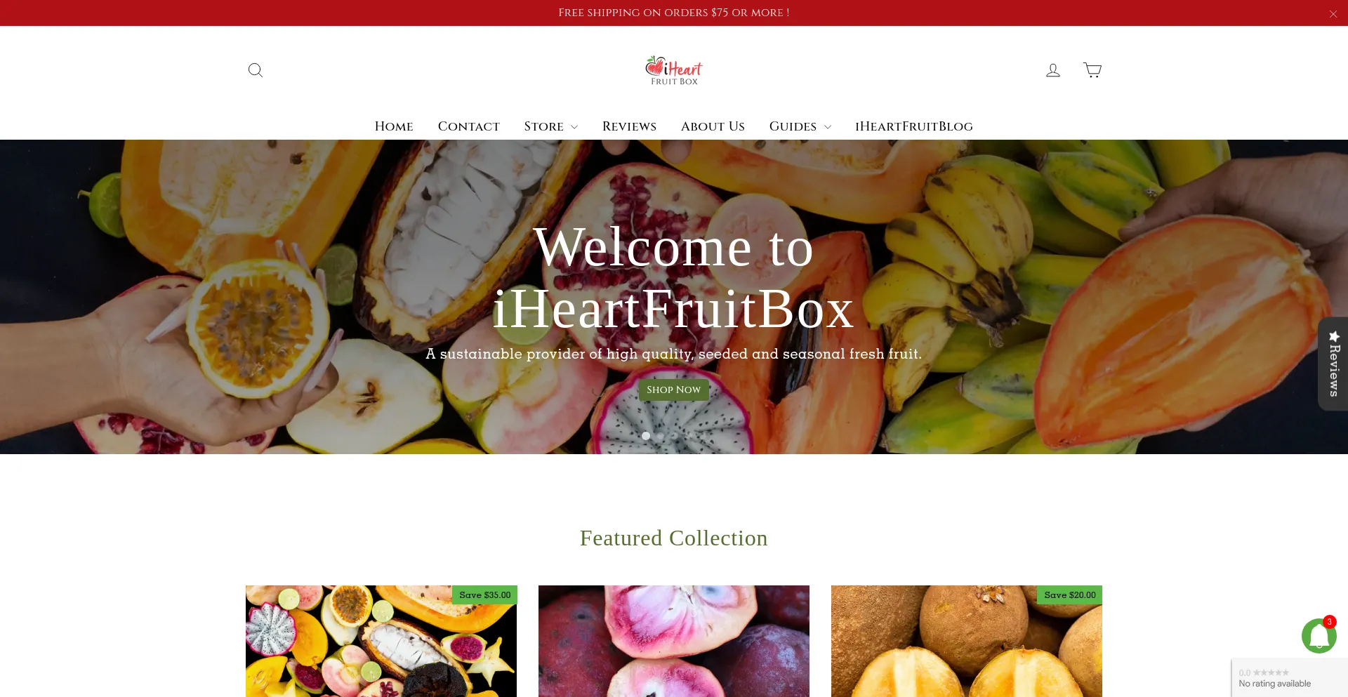 Website screenshot of Iheartfruitbox.com
