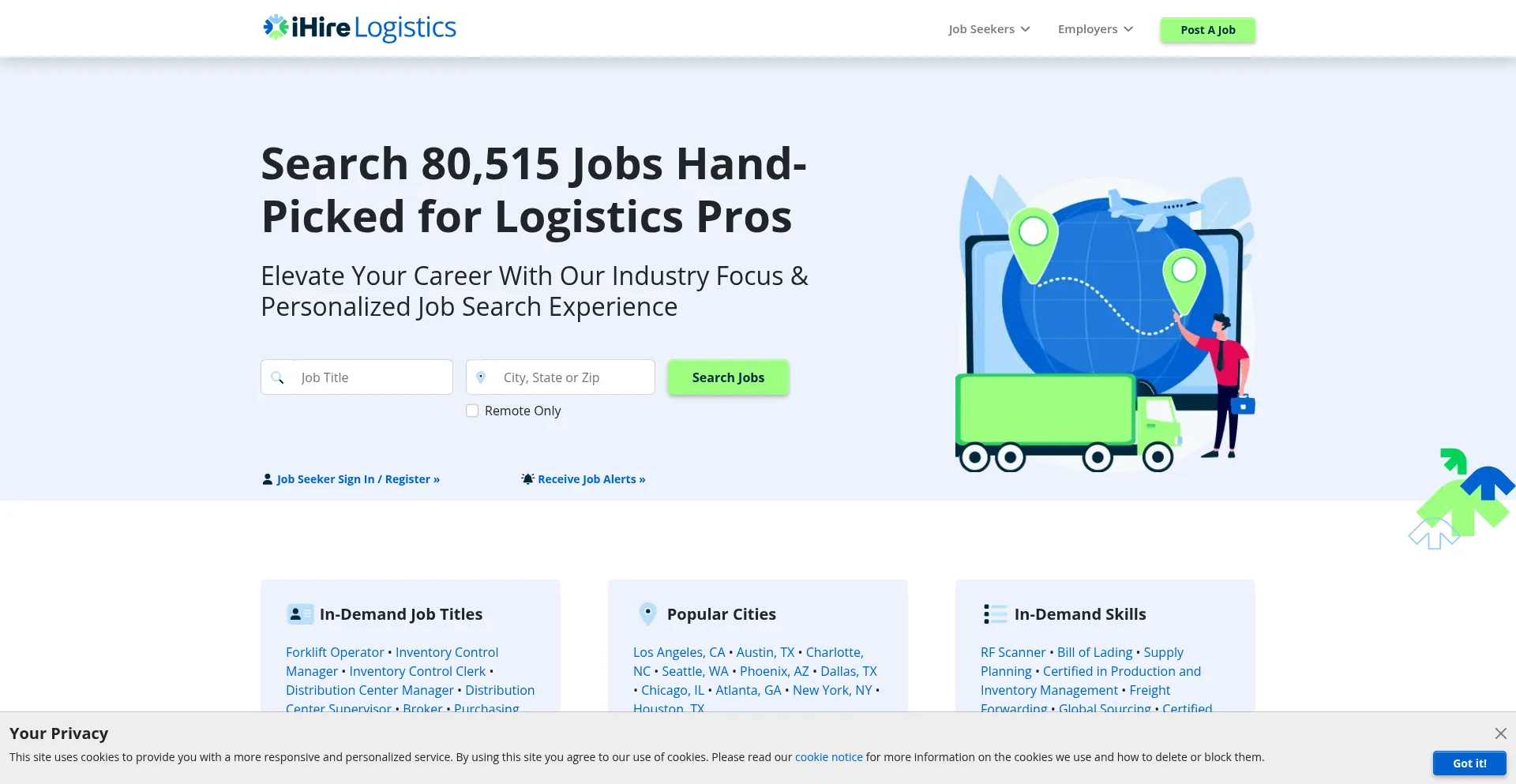 Website screenshot of Ihirelogistics.com