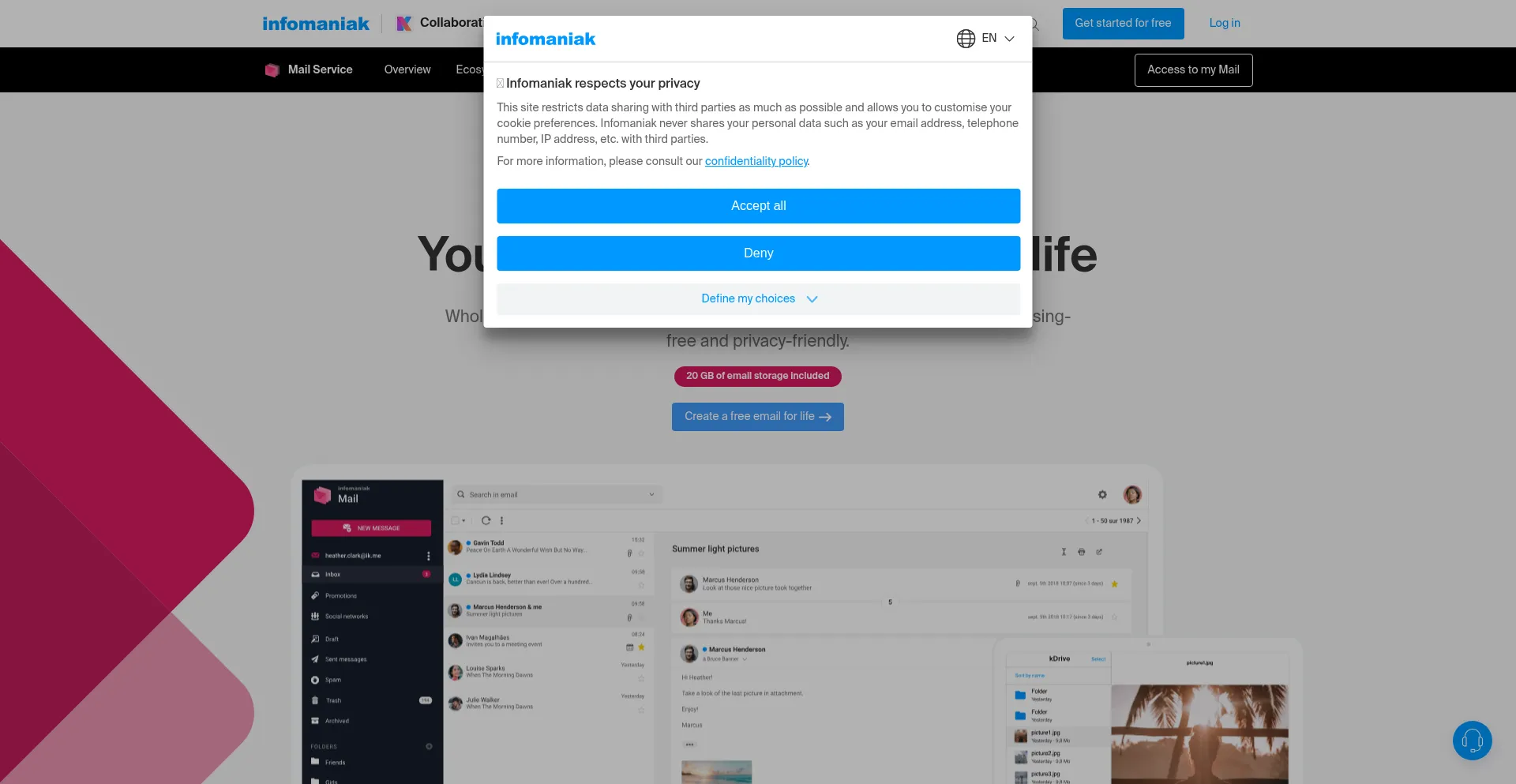 Website screenshot of Ik.me