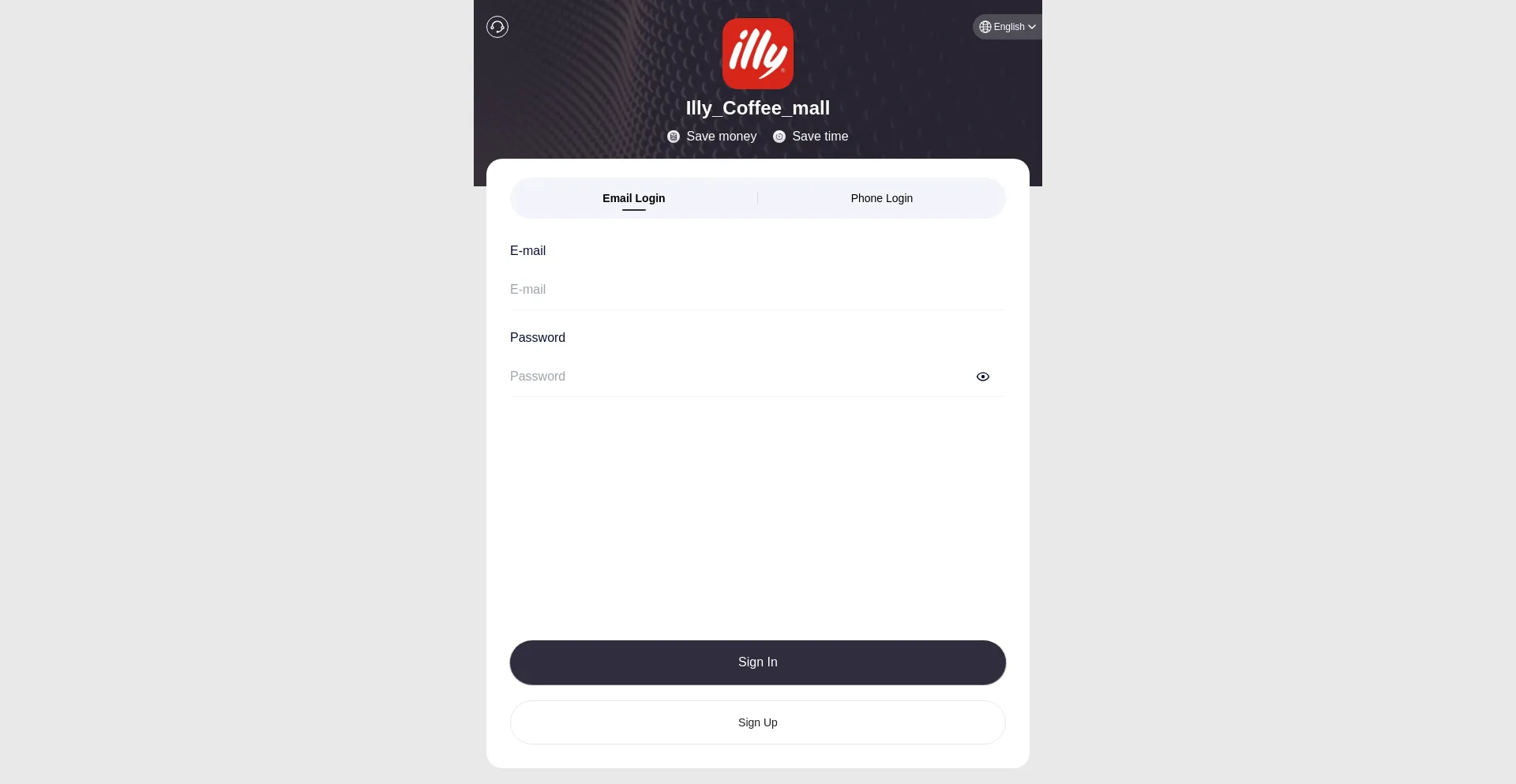 Website screenshot of Illycoffee-mall.com