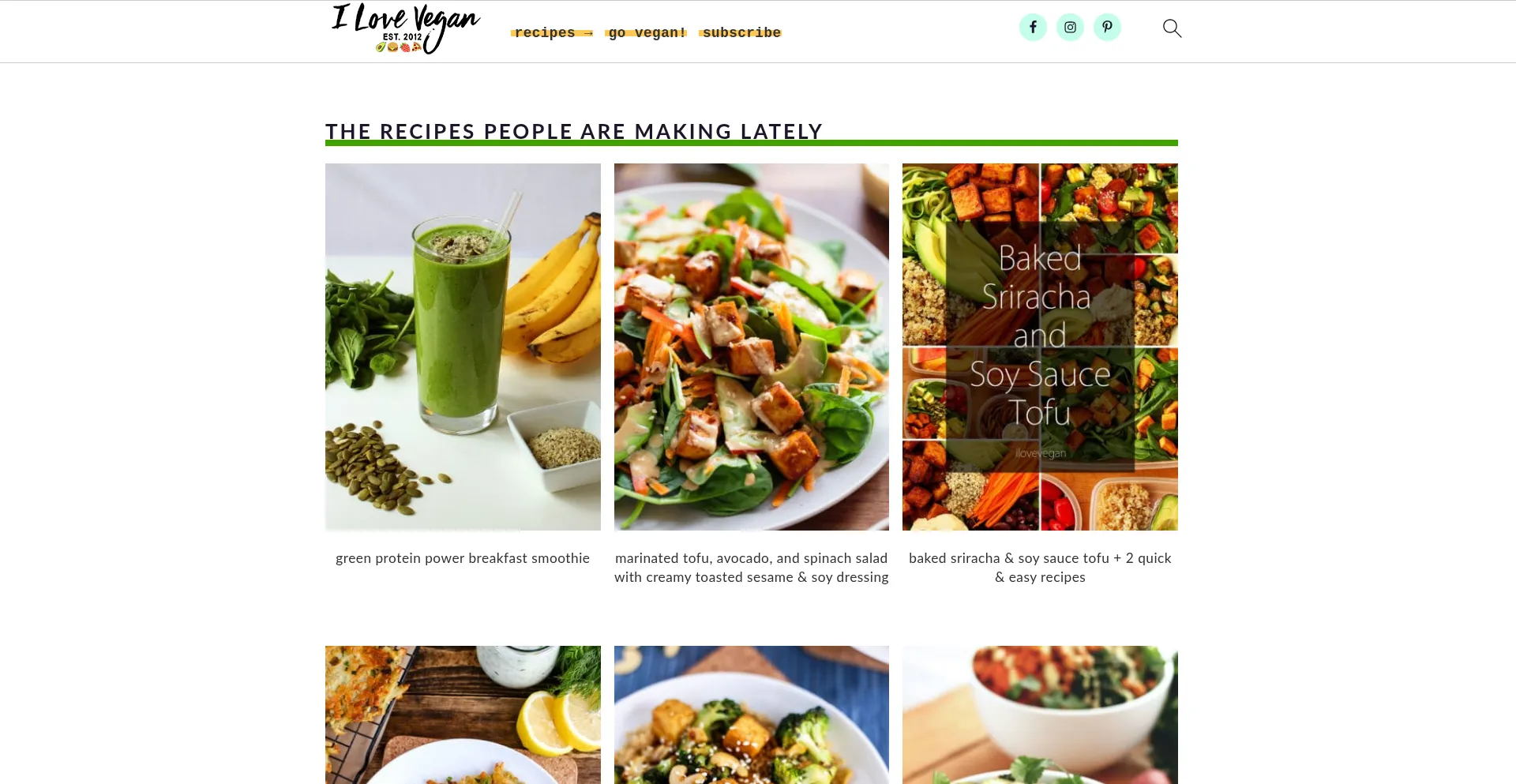 Ilovevegan.com Screenshot