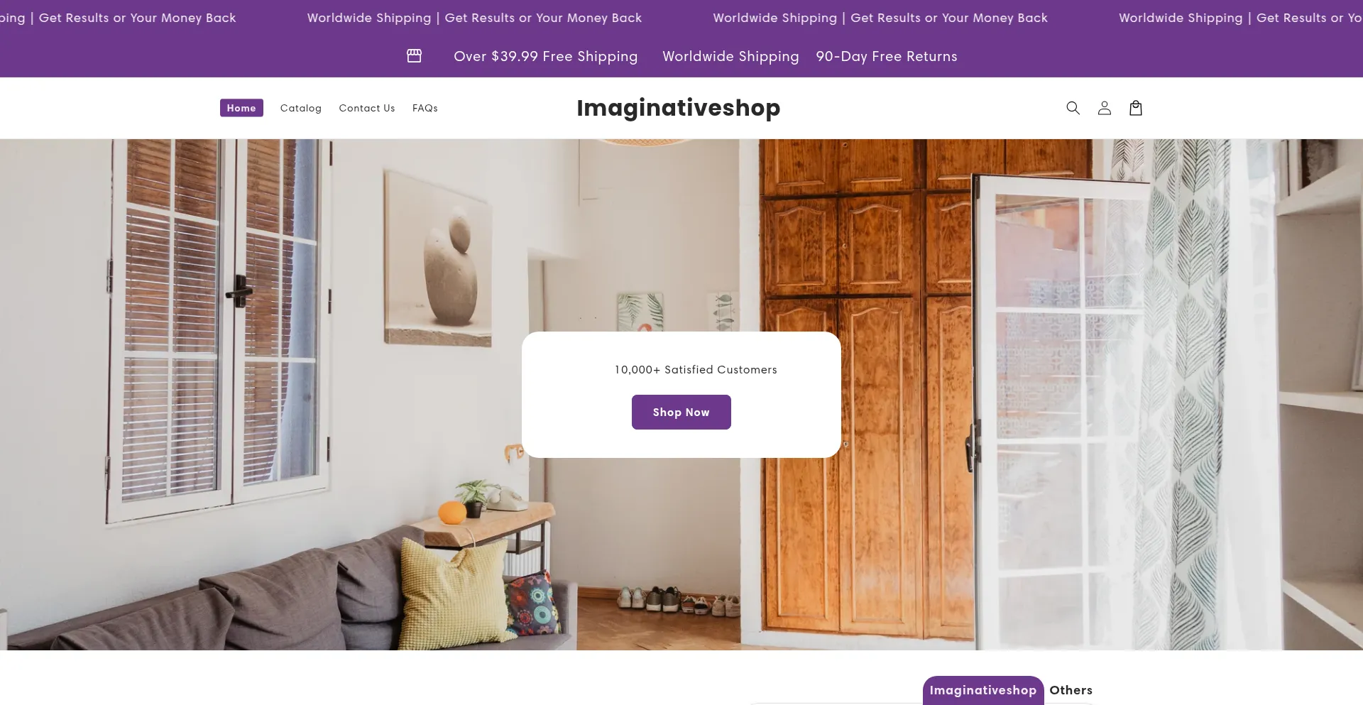 Website screenshot of Imaginativeshop.com