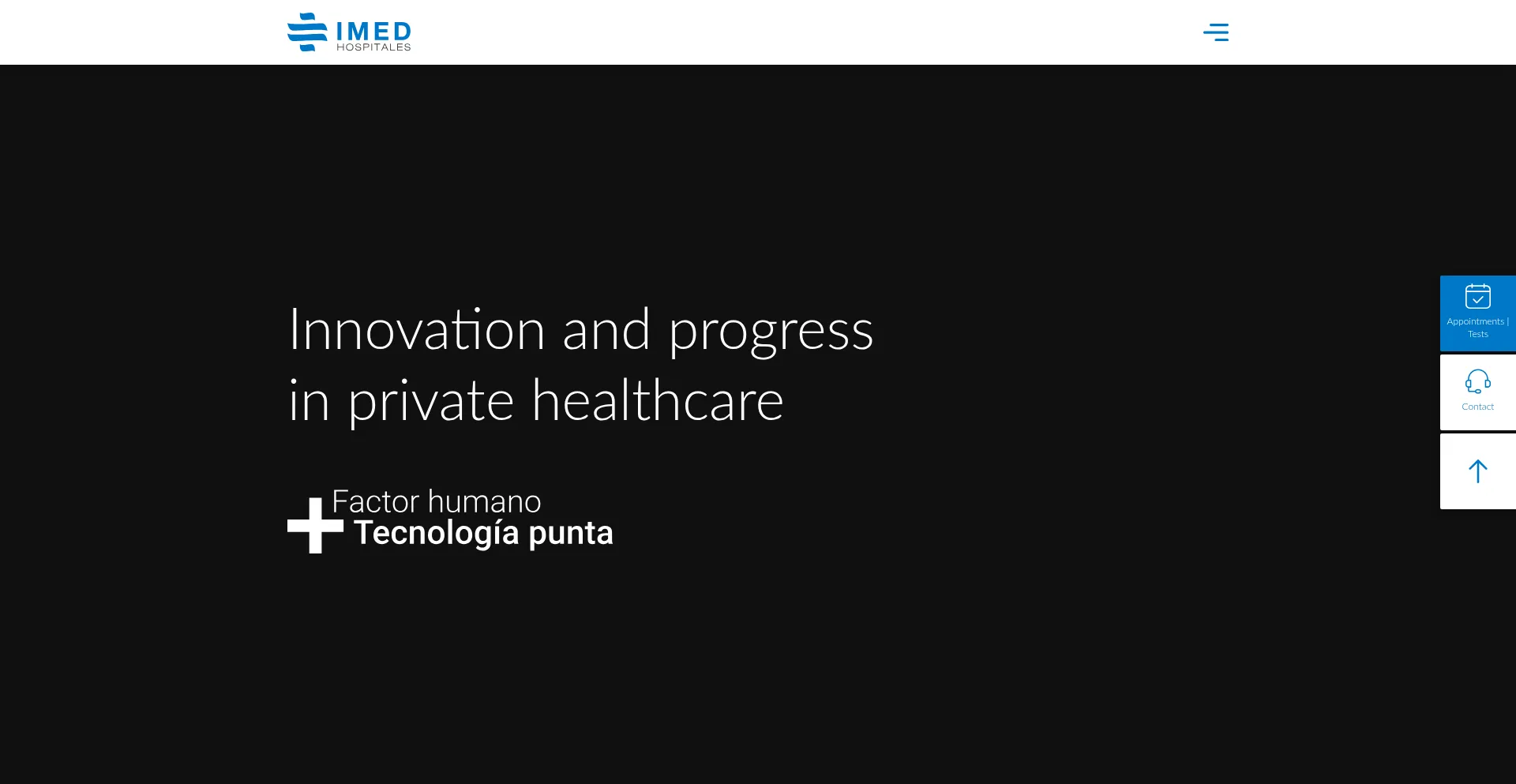 Website screenshot of Imedhospitales.com
