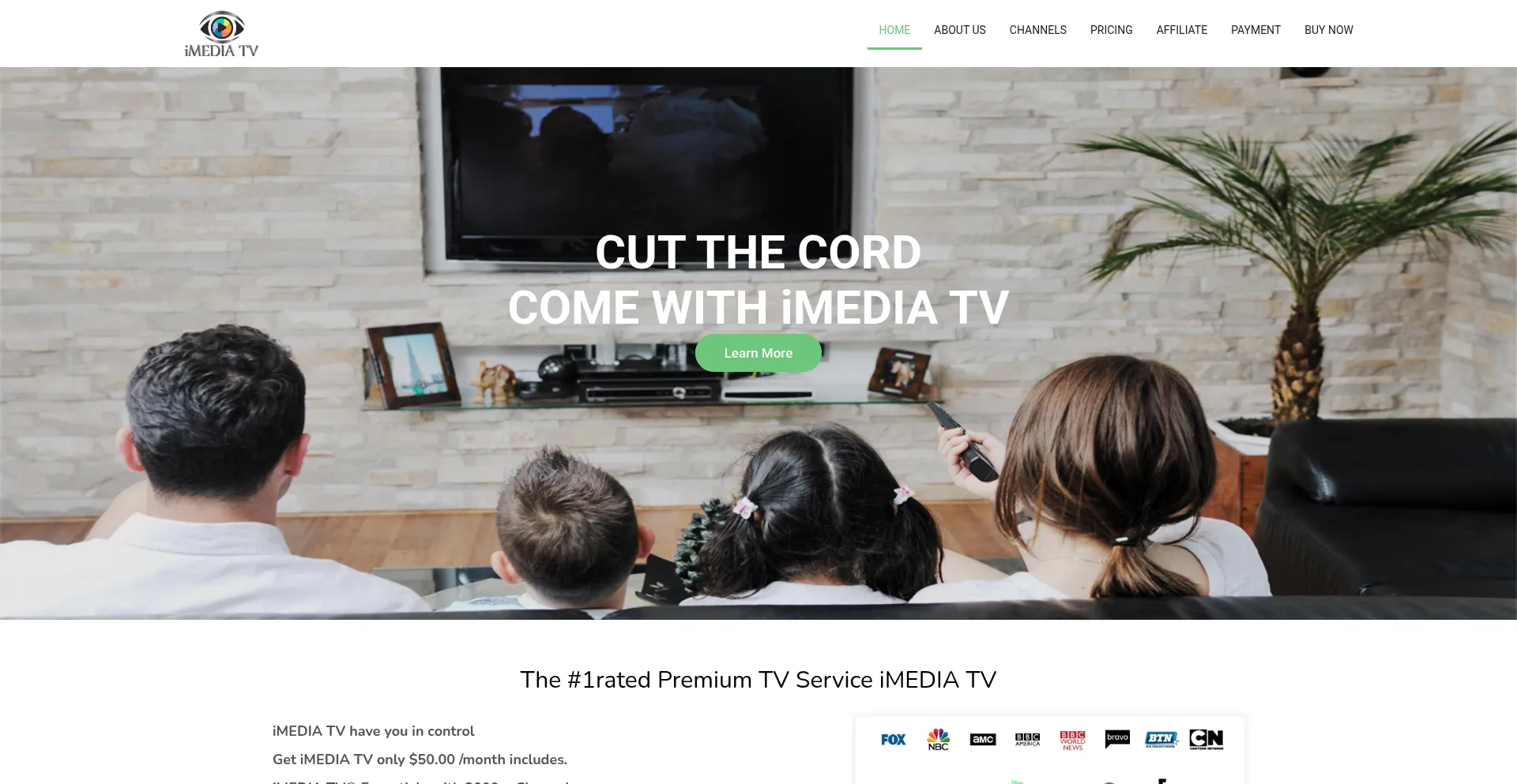 Website screenshot of Imediatv.com