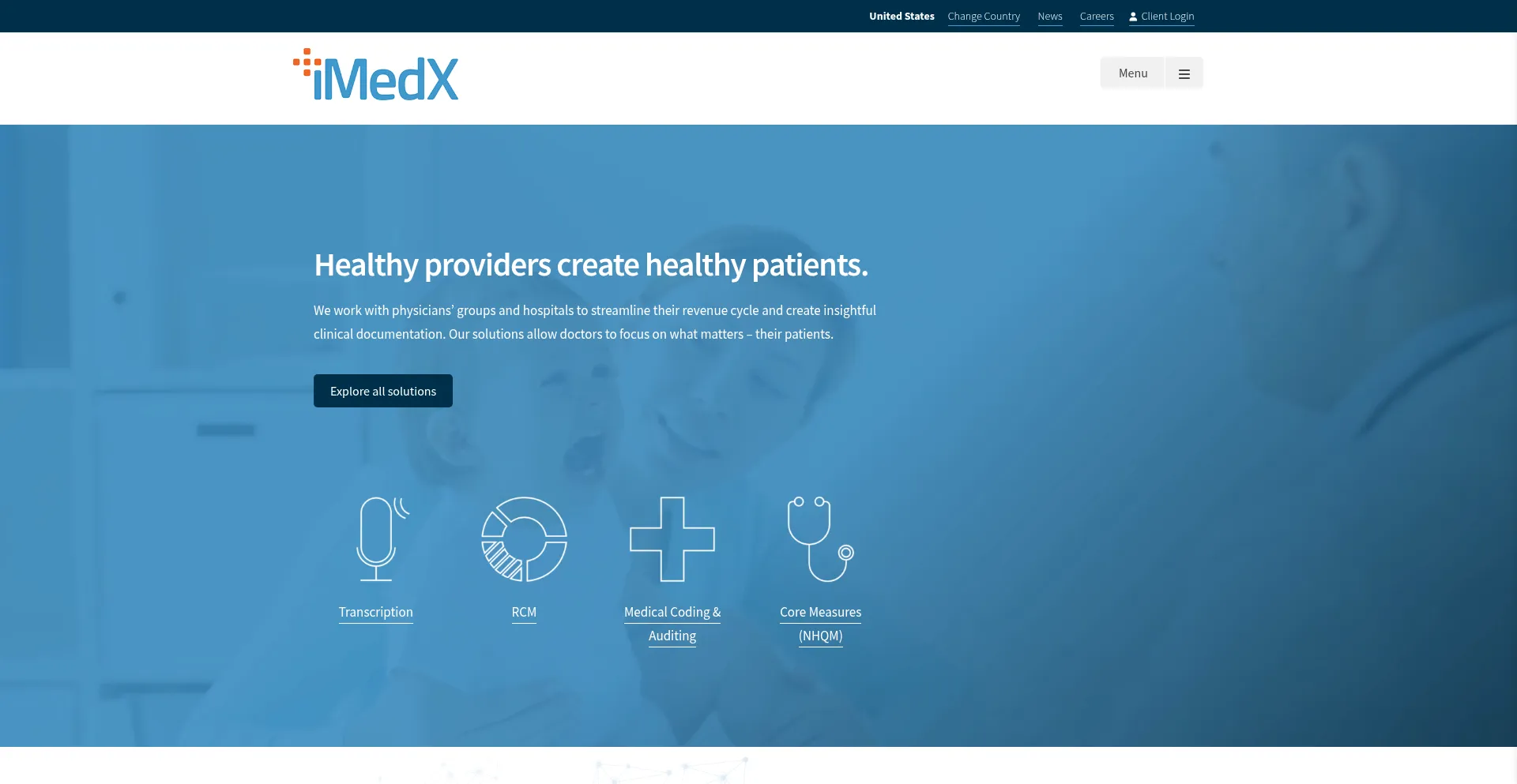 Website screenshot of Imedx.com