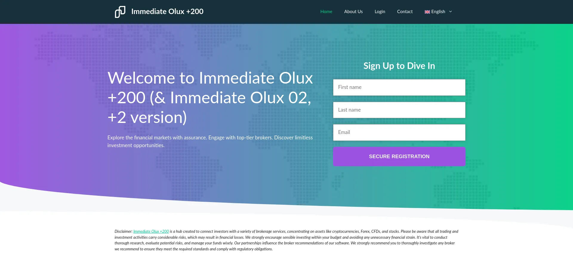 Website screenshot of Immediateolux.com