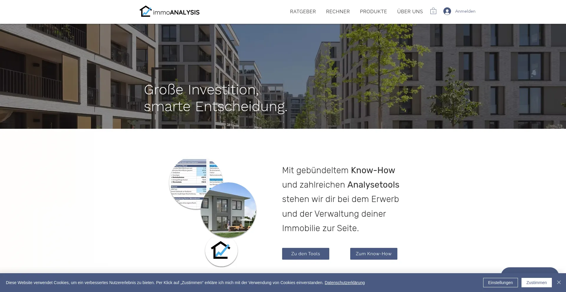 Website screenshot of Immoanalysis.de