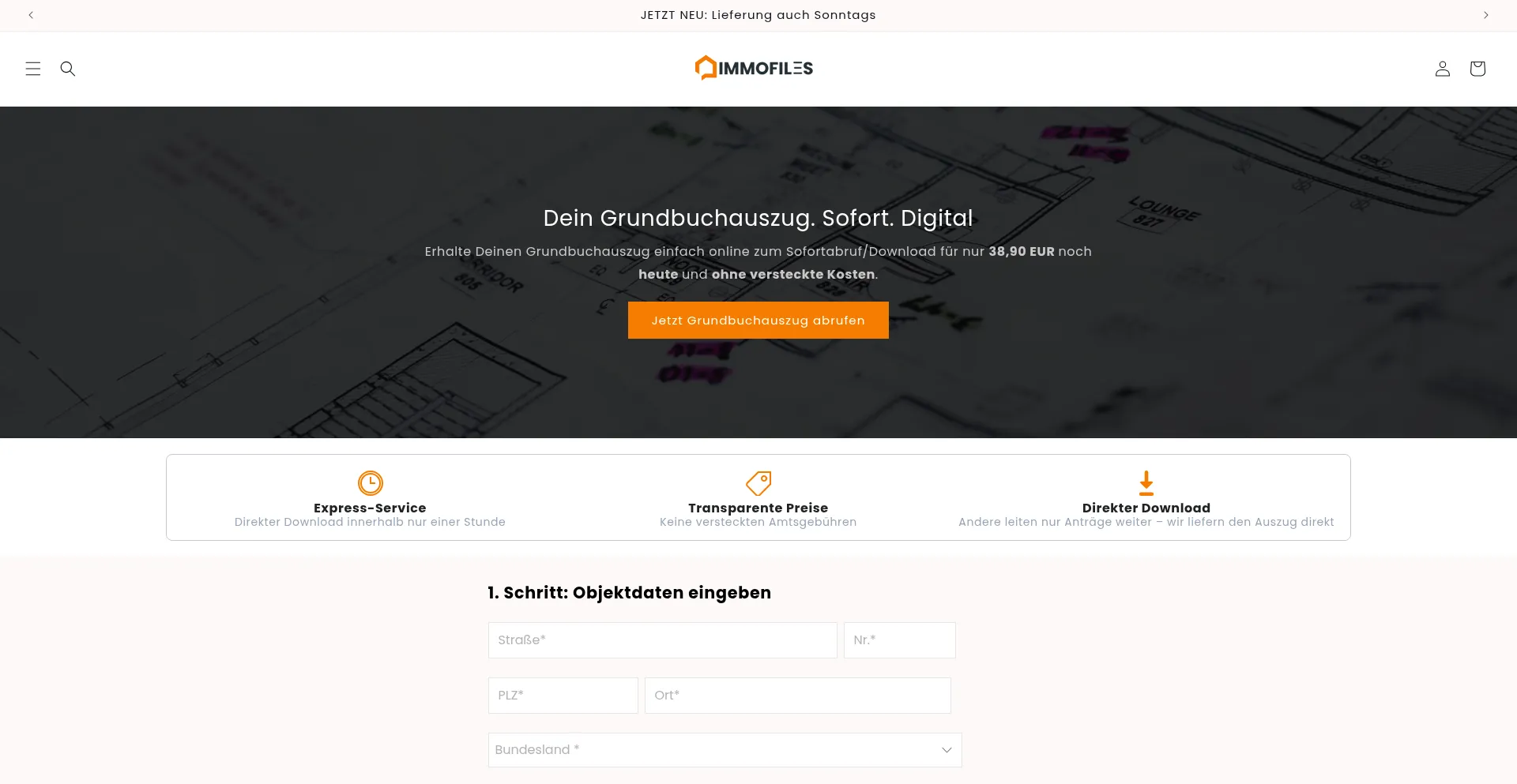 Website screenshot of Immofiles.de