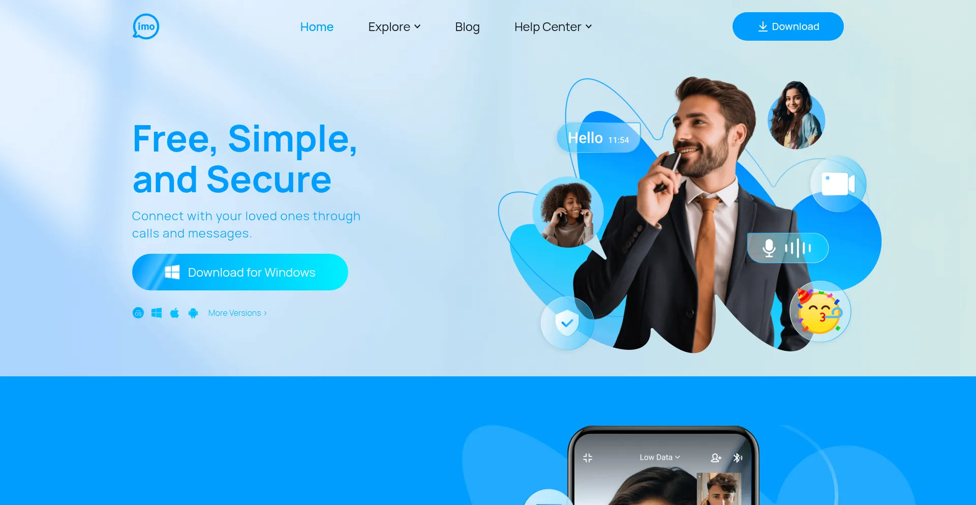 Website screenshot of Imo.im