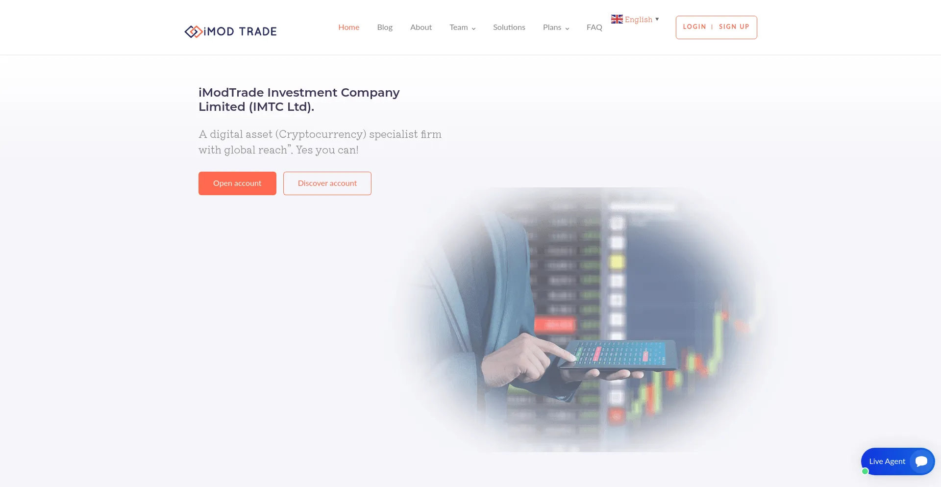Website screenshot of Imodtrade.ltd