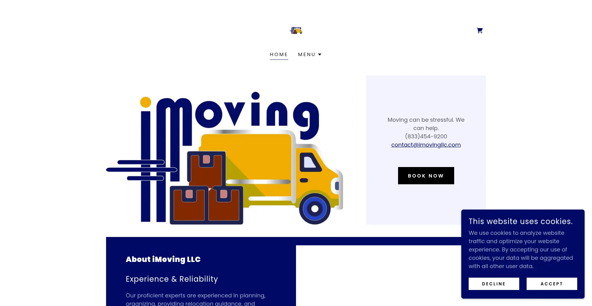 Website screenshot of Imovingllc.com