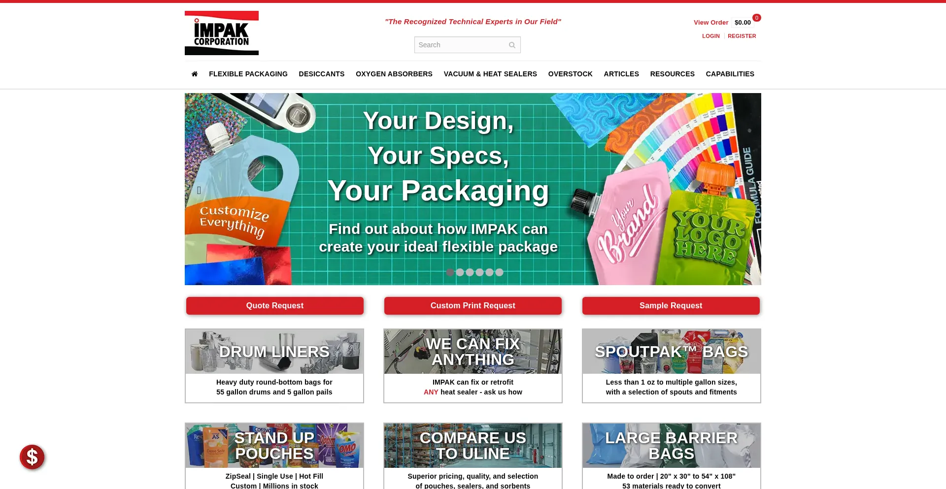 Website screenshot of Impakcorporation.com