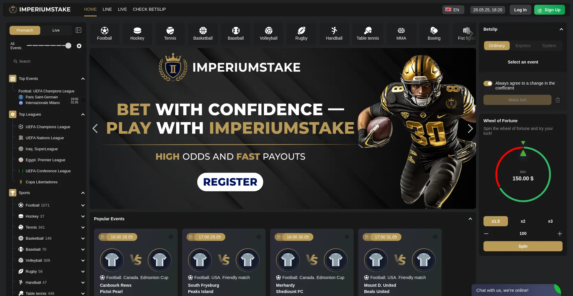 Website screenshot of Imperiumstake.com