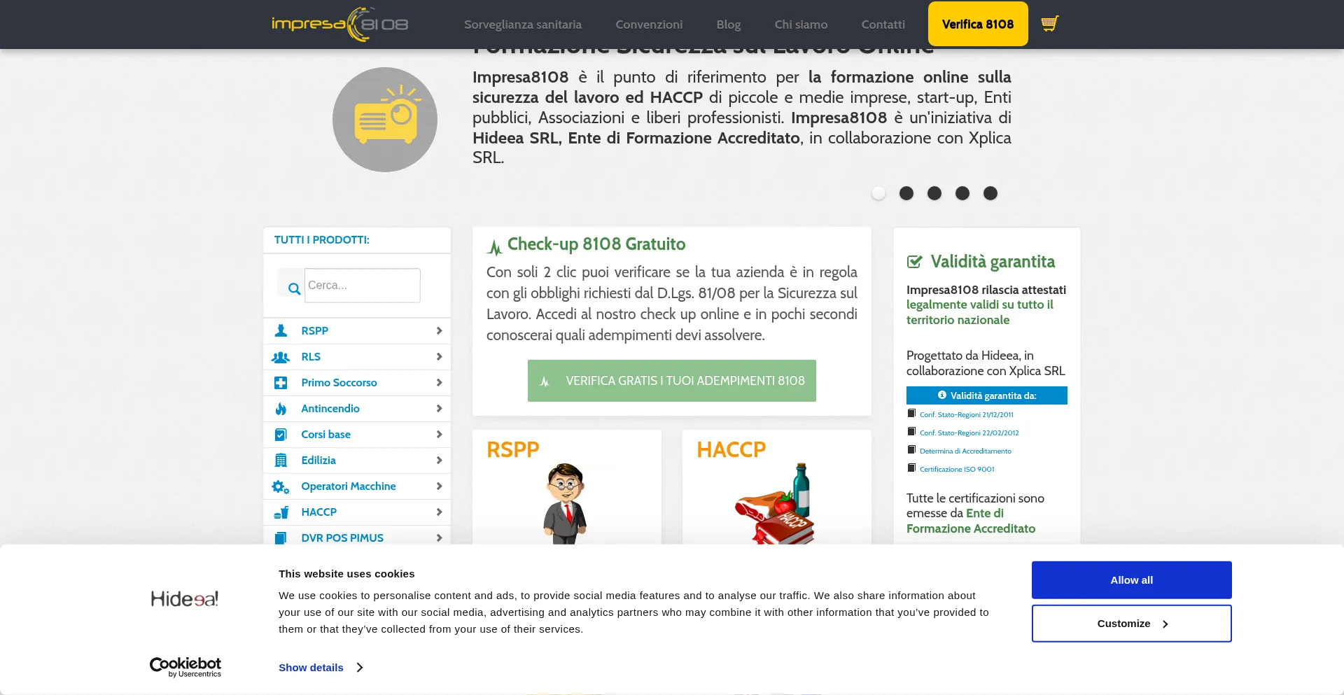 Website screenshot of Impresa8108.it