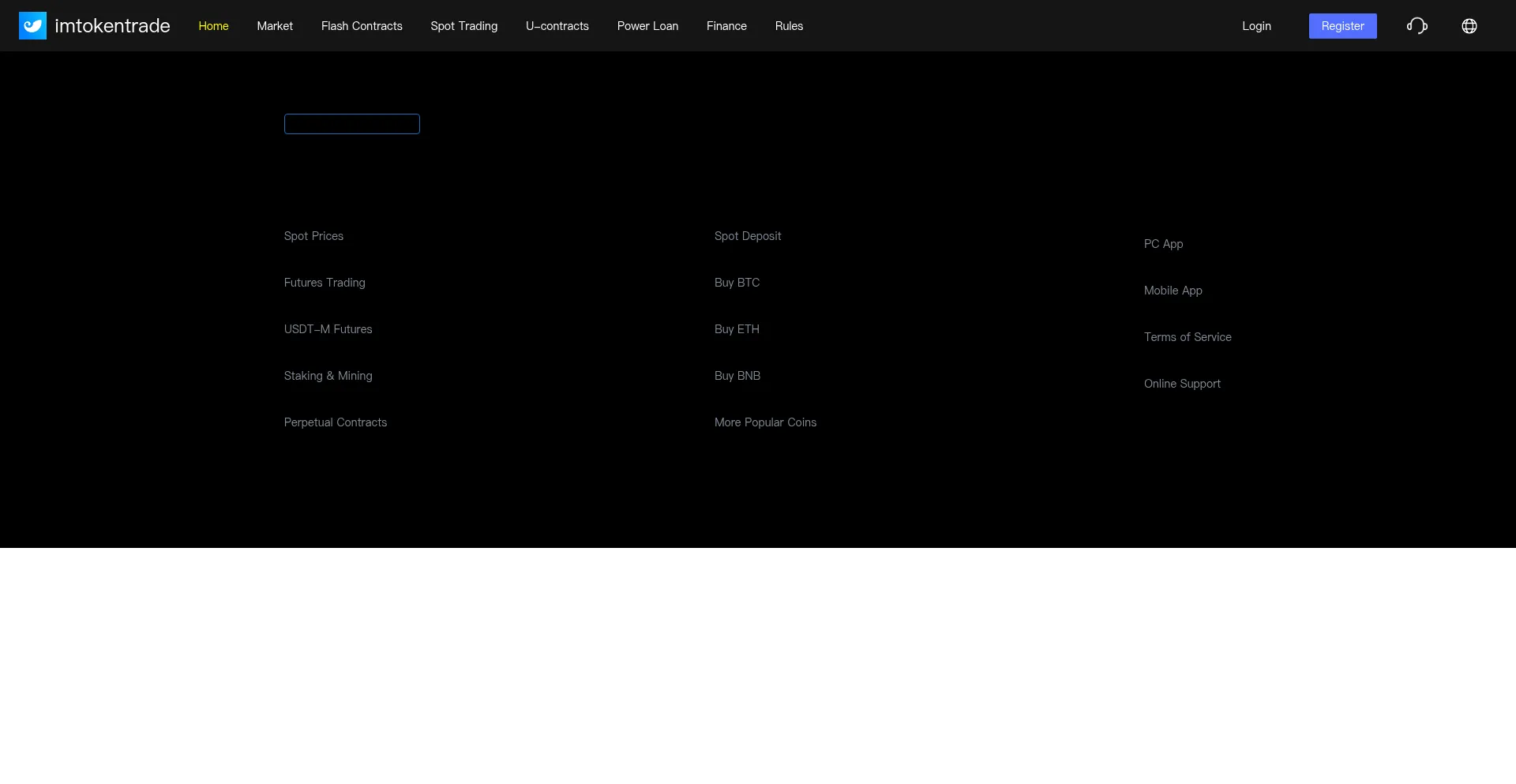 Website screenshot of Imtokentrade.com