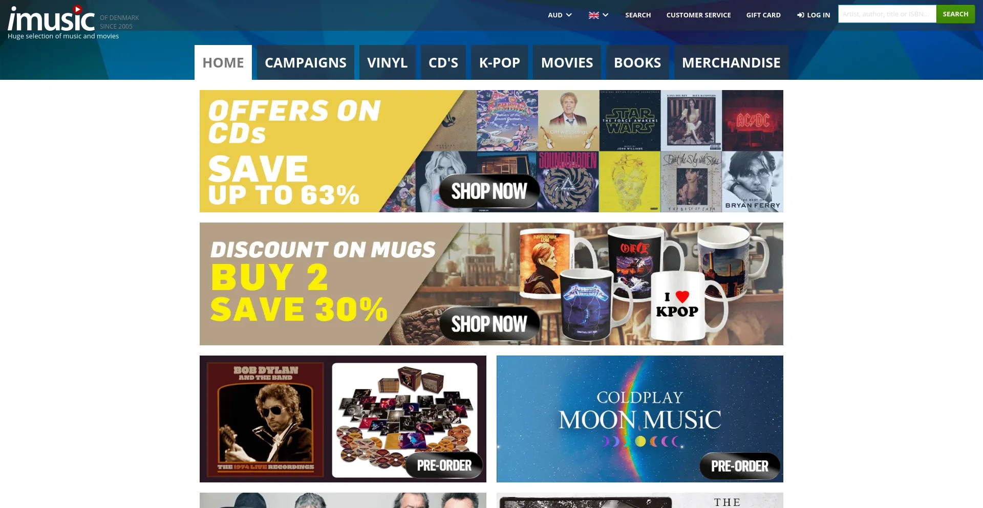 Website screenshot of Imusic.au