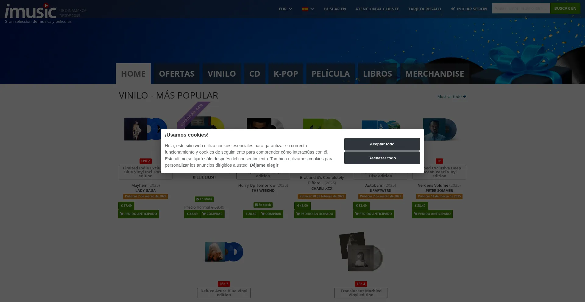Website screenshot of Imusic.es