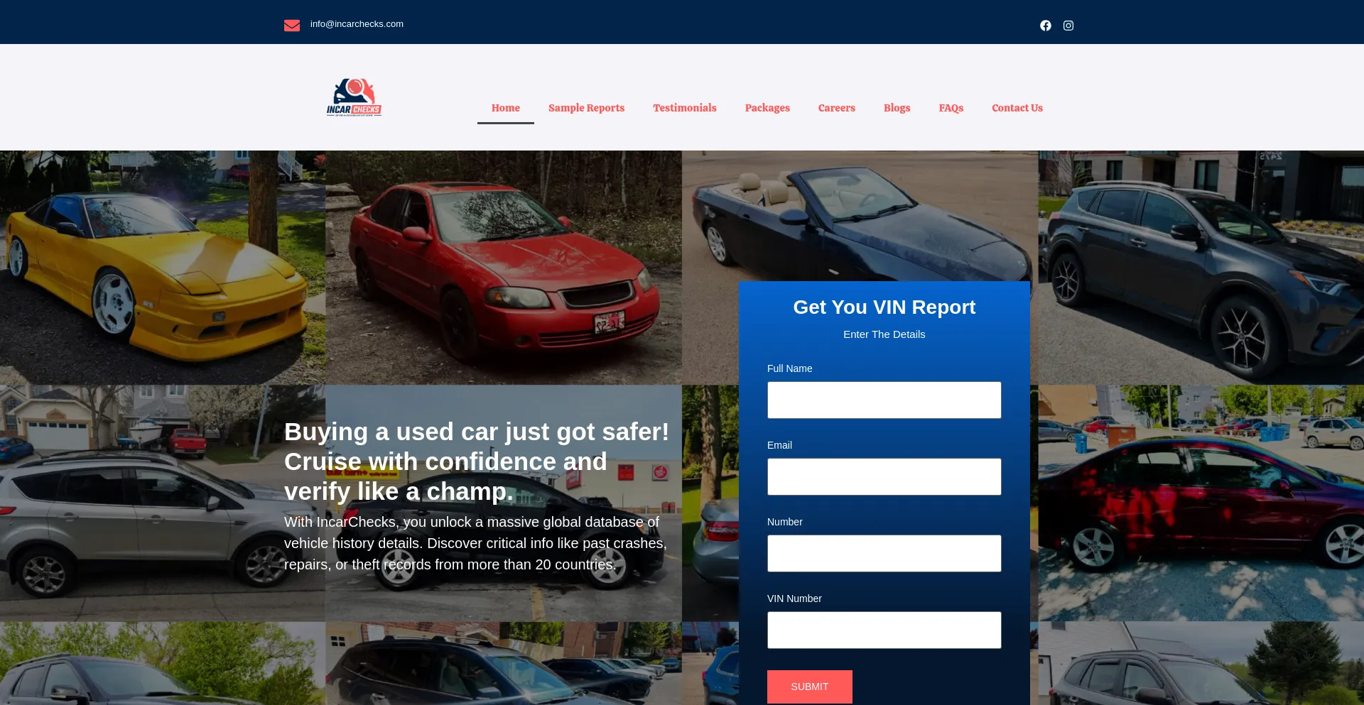 Website screenshot of Incarchecks.com
