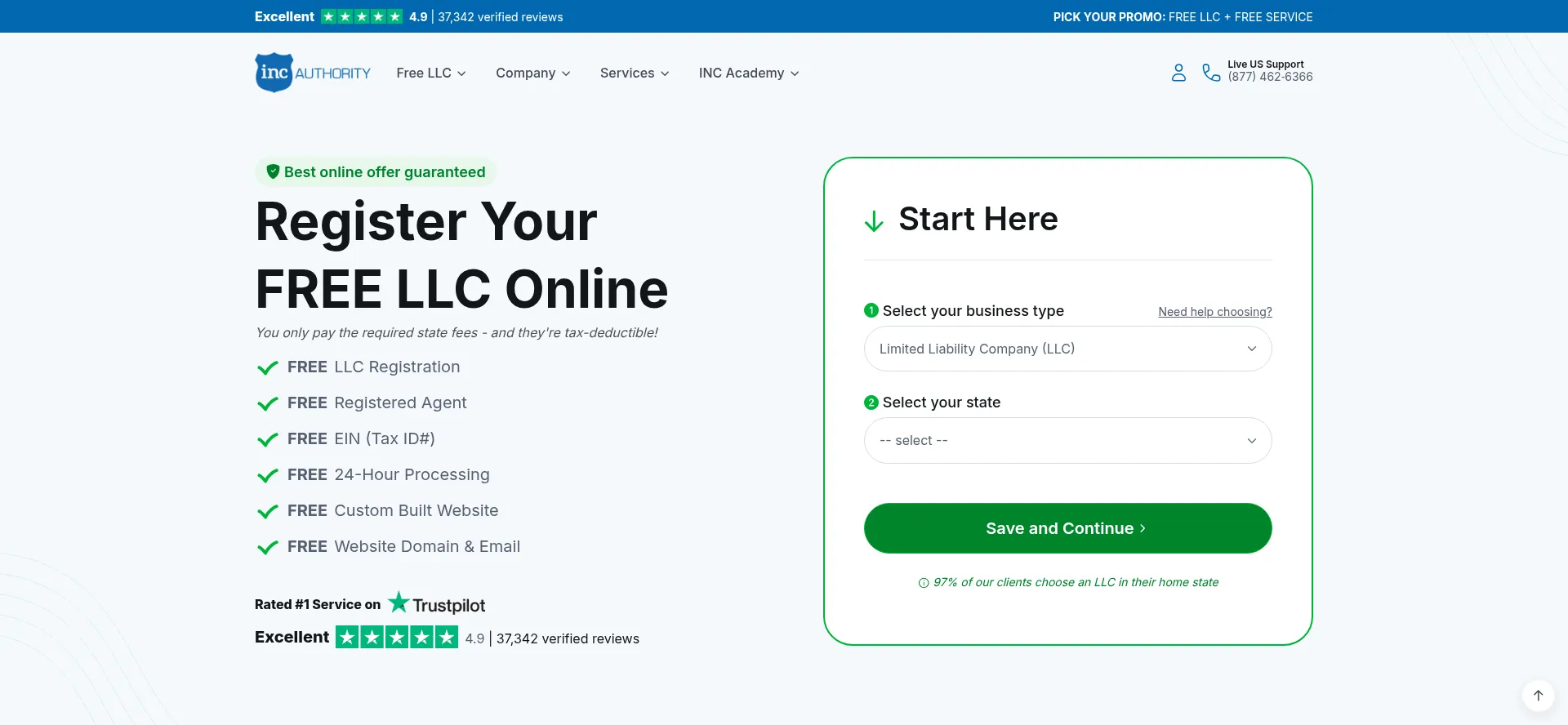 Website screenshot of Incauthority.com