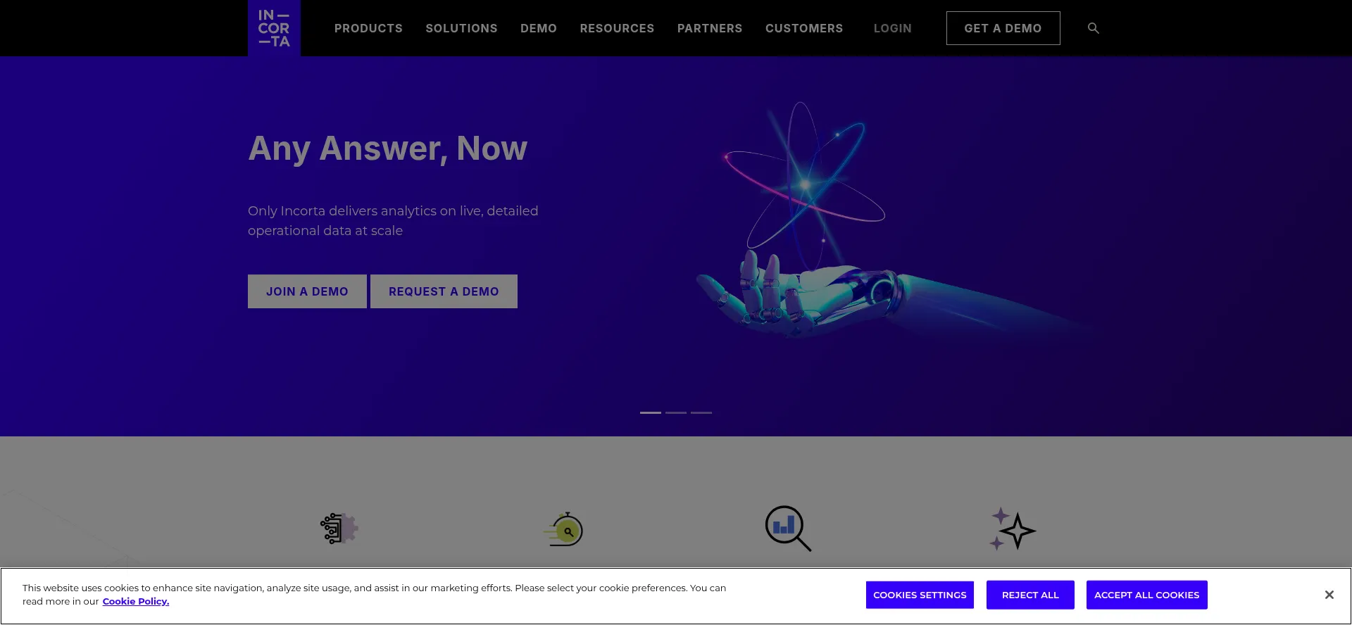 Website screenshot of Incorta.com