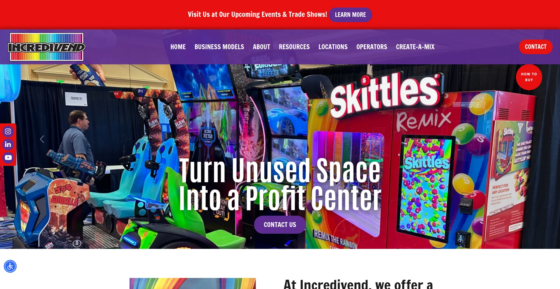Website screenshot of Incredivend.com