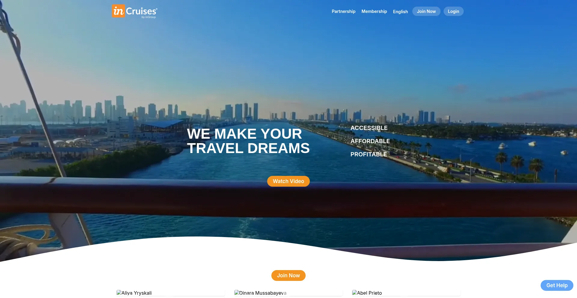 Website screenshot of Incruises.com