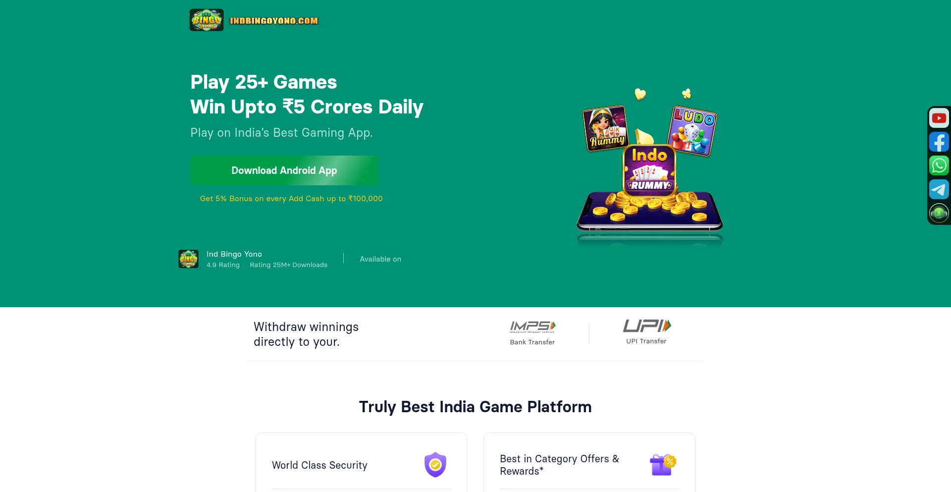 Website screenshot of Indbingoyono.com