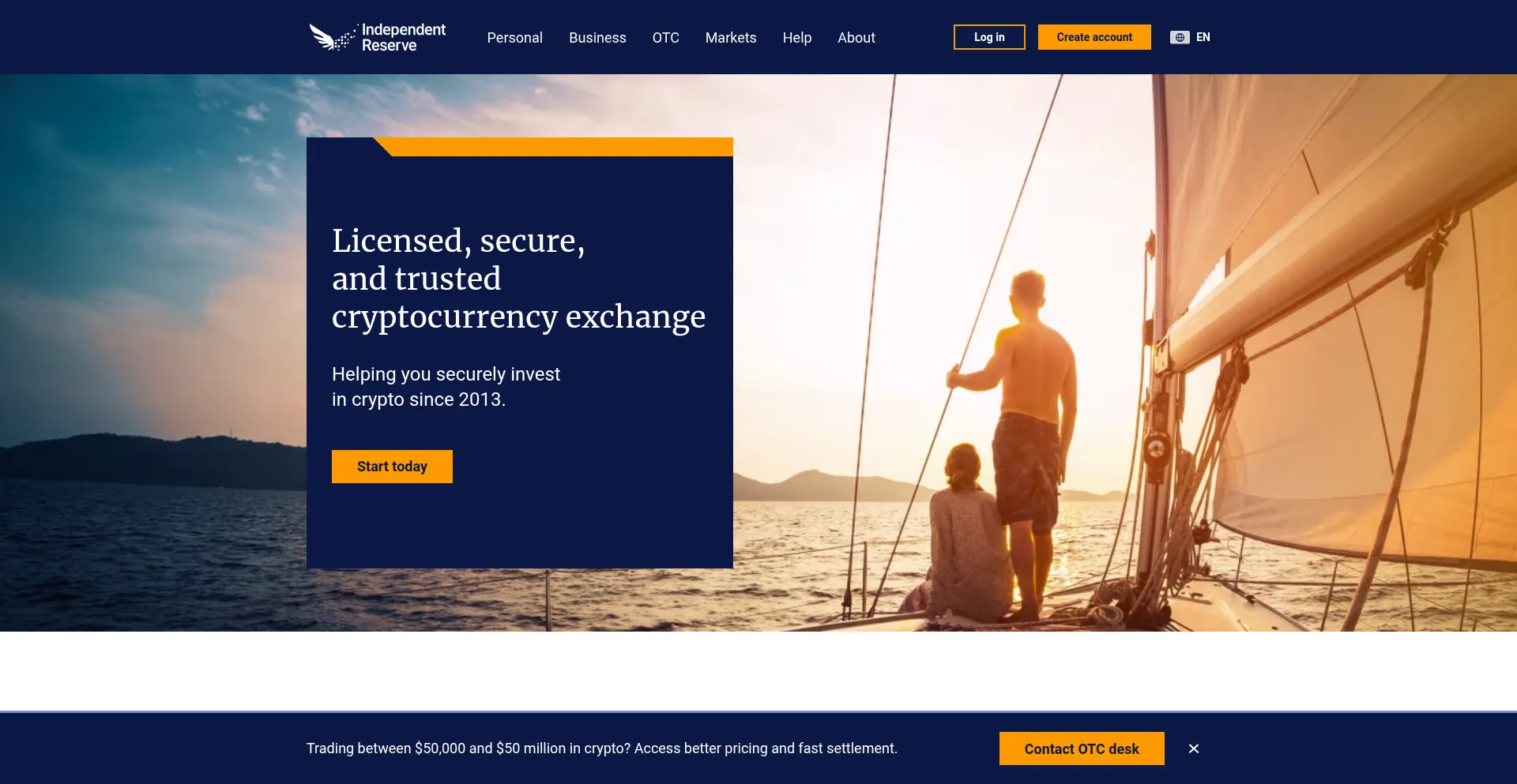 Website screenshot of Independentreserve.com