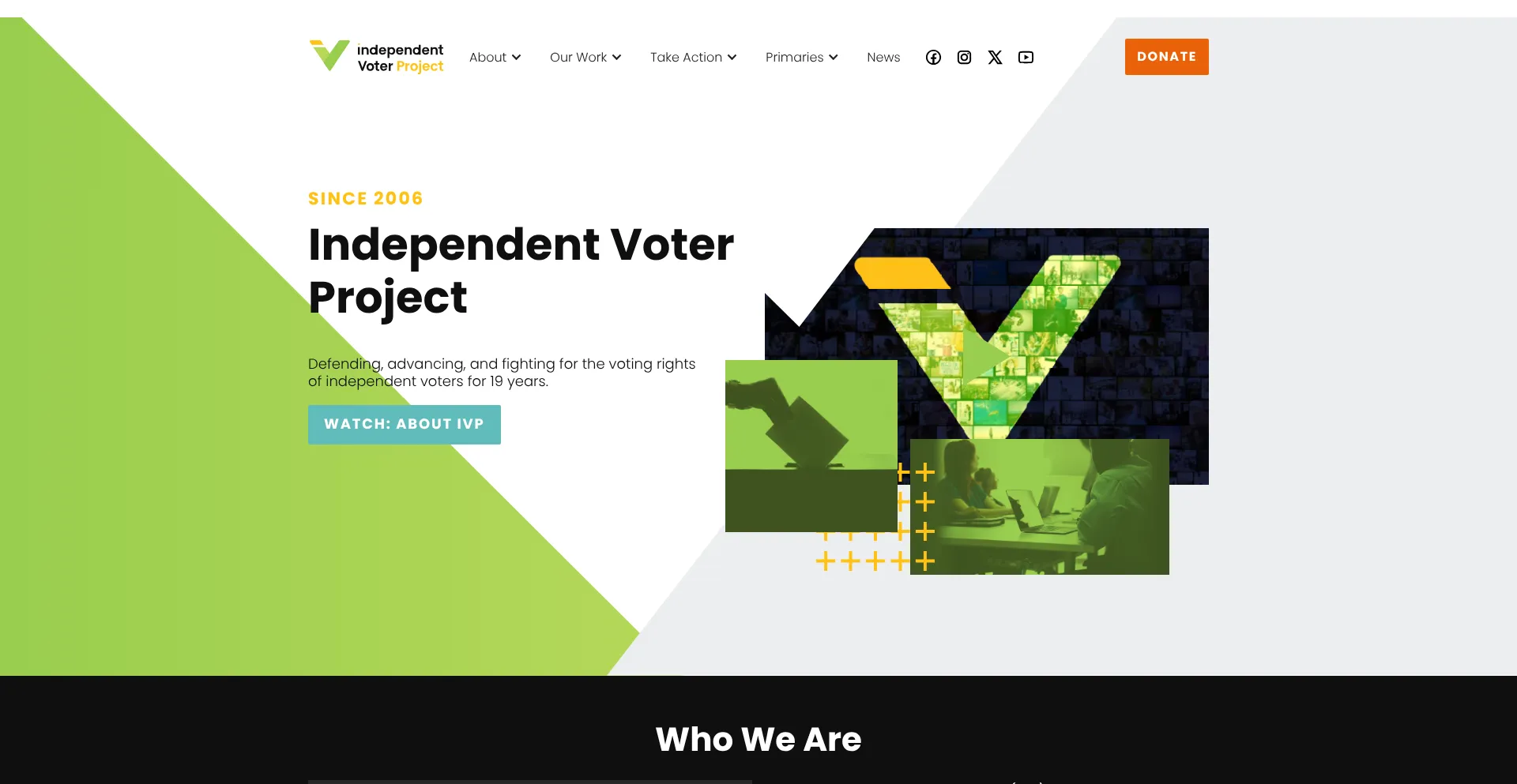 Website screenshot of Independentvoterproject.org