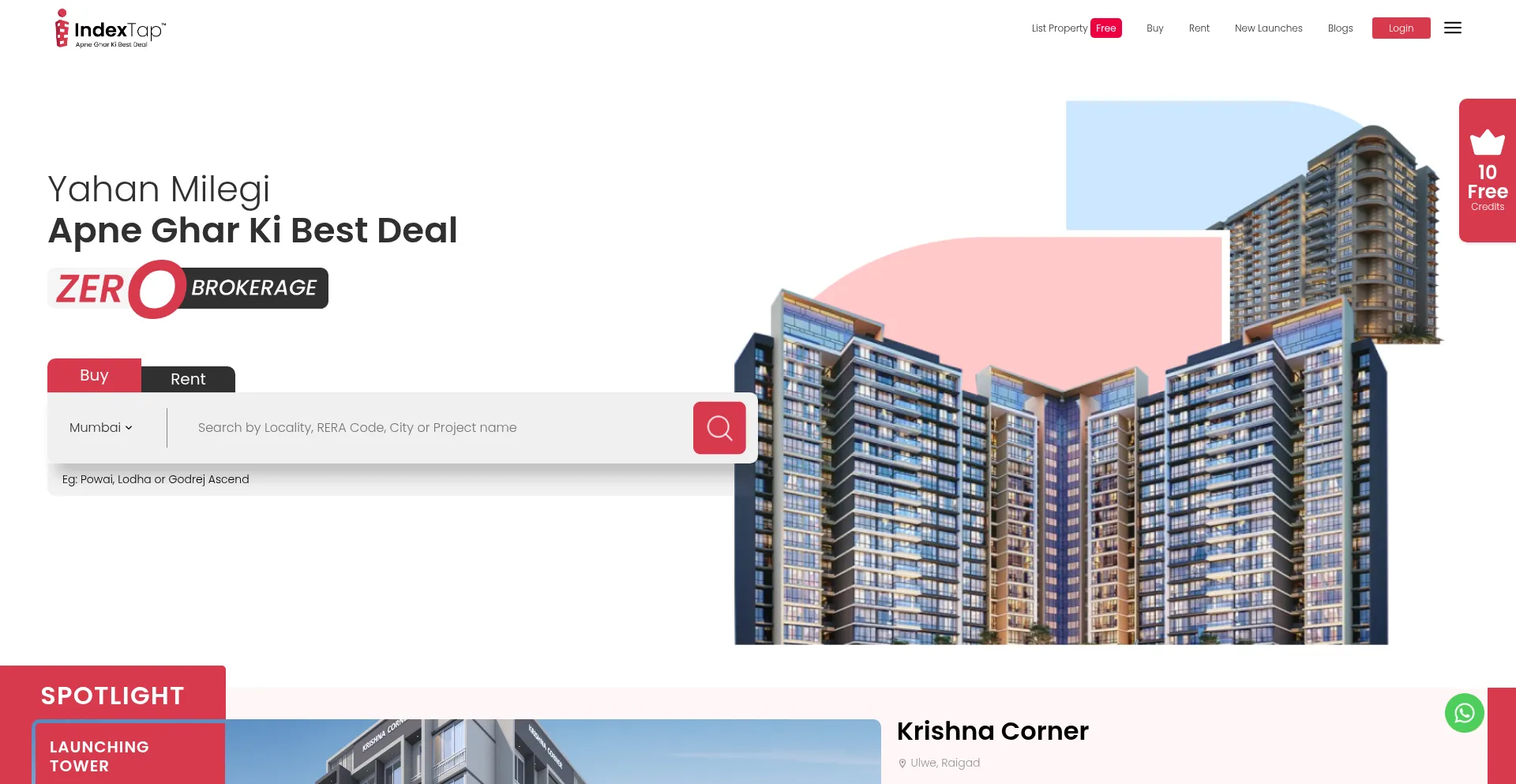 Website screenshot of Indextap.com