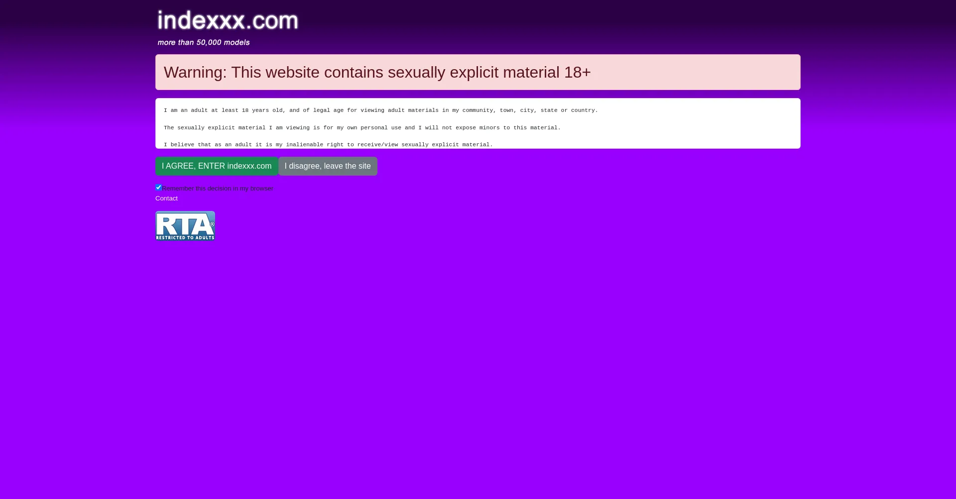 Website screenshot of Indexxx.com