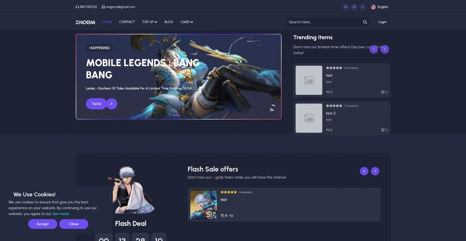 Website screenshot of Indgm.com