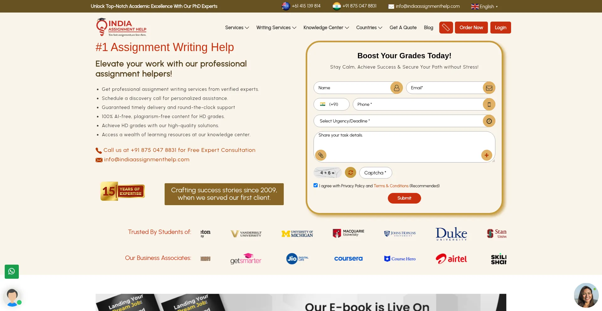 Indiaassignmenthelp.com Screenshot