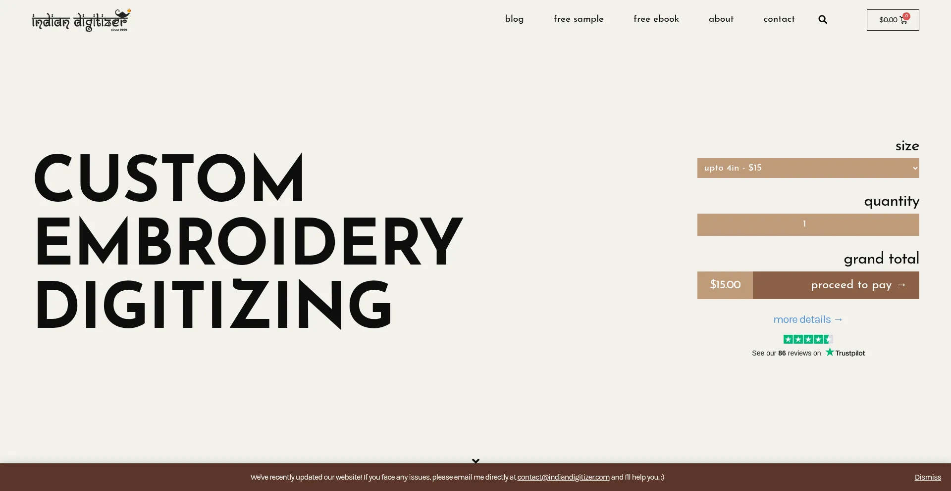 Website screenshot of Indiandigitizer.com