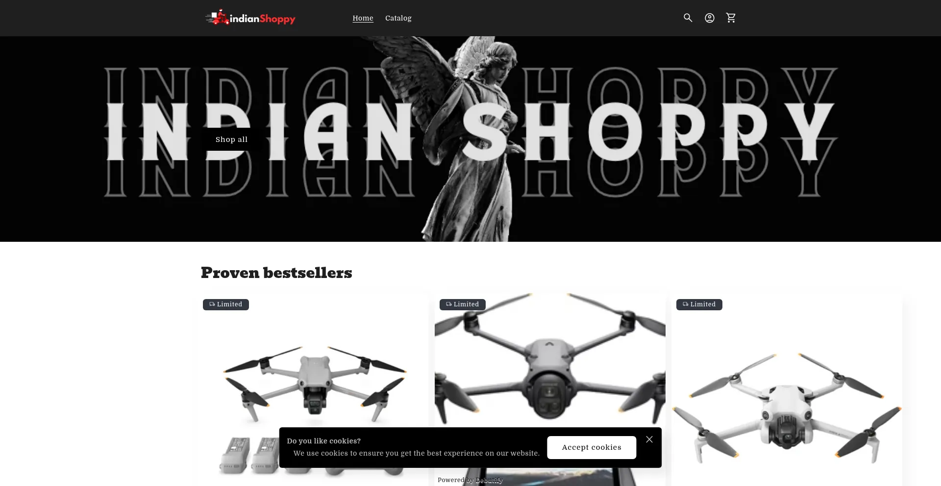Website screenshot of Indianshoppy.online