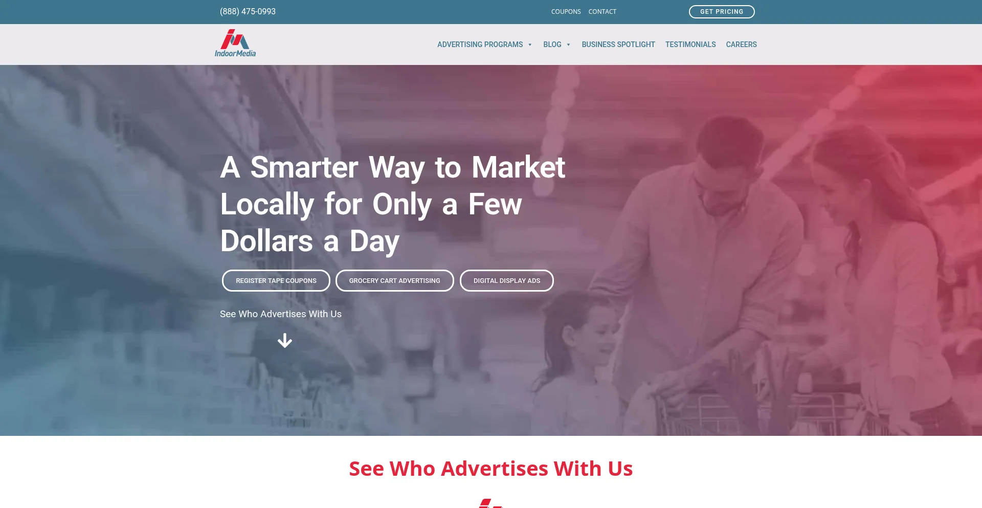 Website screenshot of Indoormedia.com