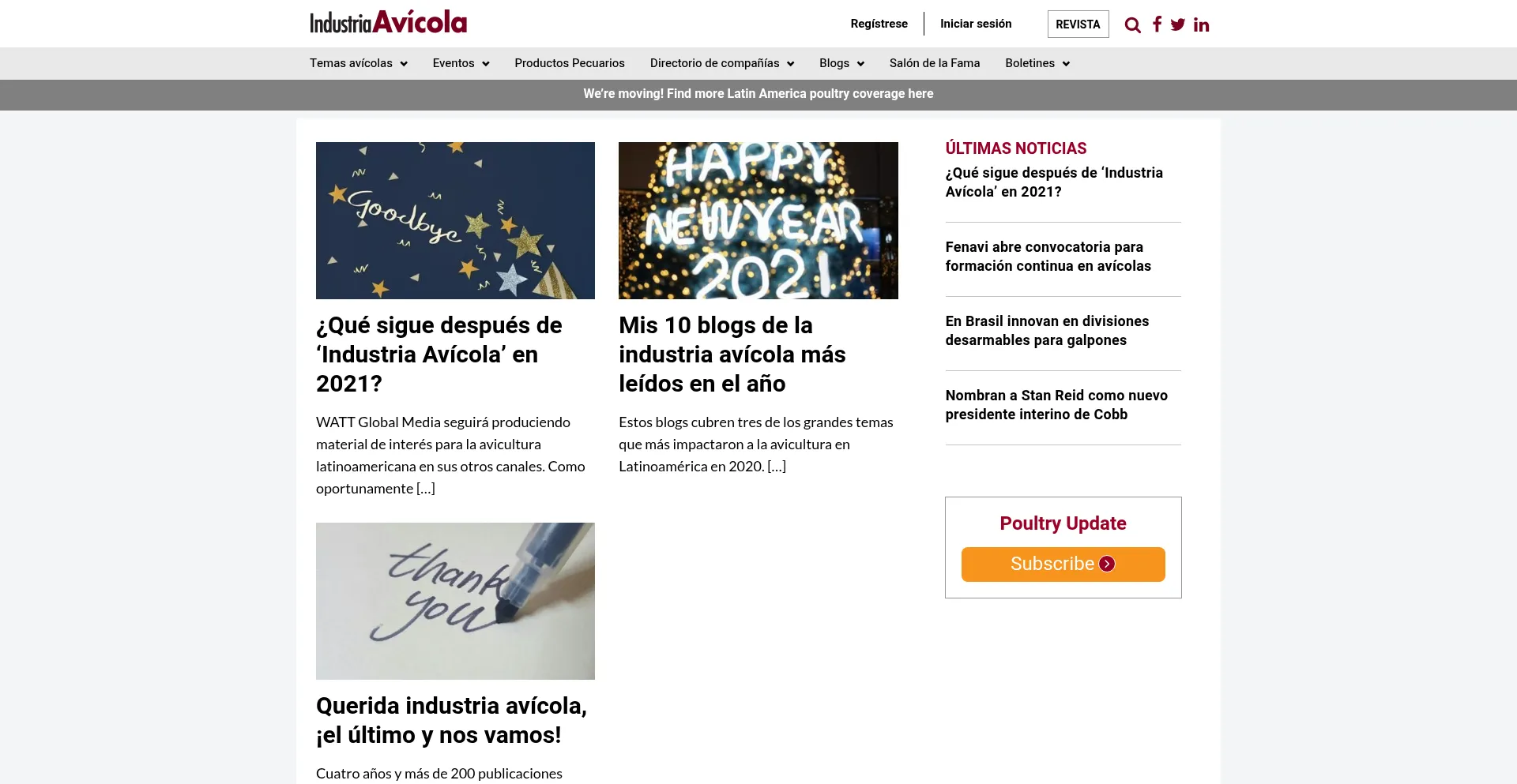Website screenshot of Industriaavicola.net