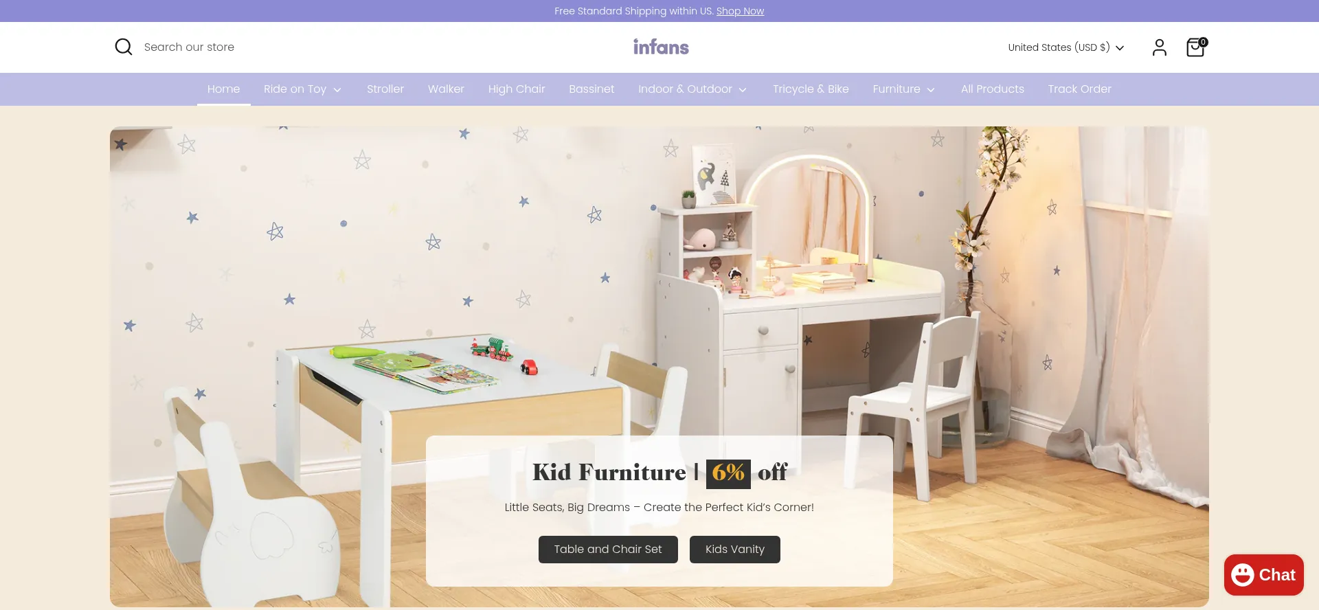 Website screenshot of Infansbaby.com