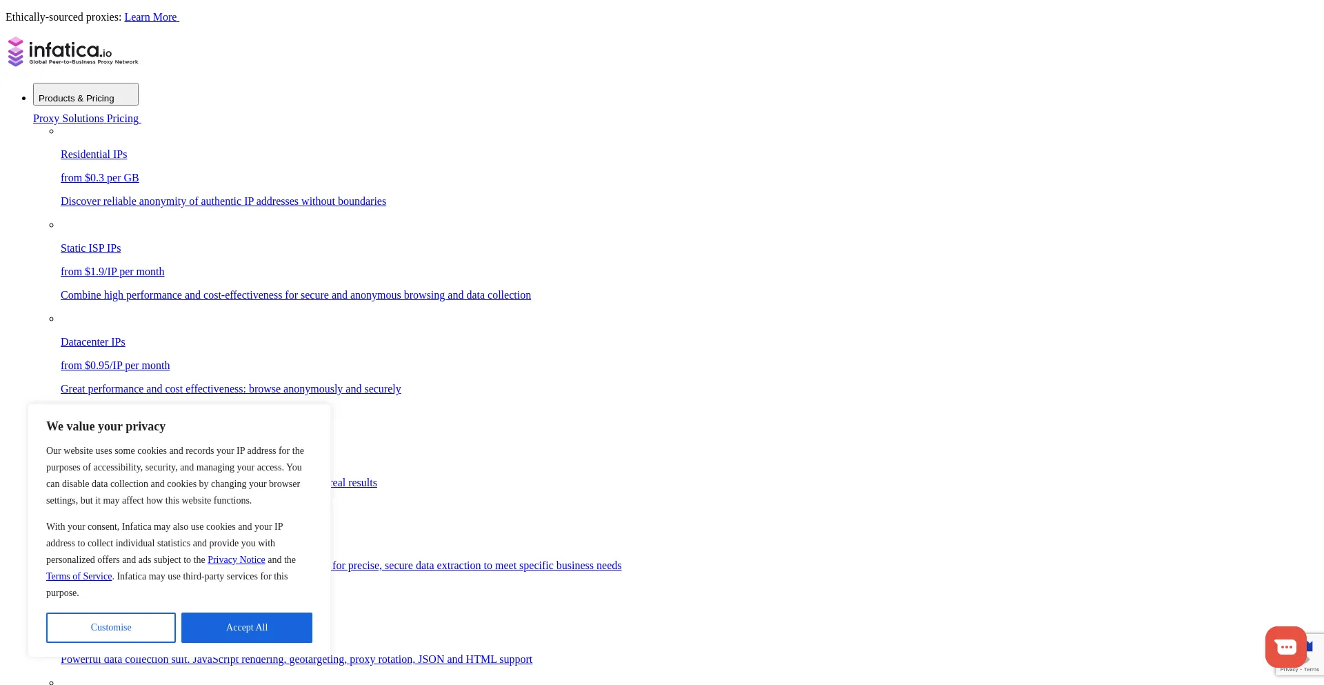 Website screenshot of Infatica.io