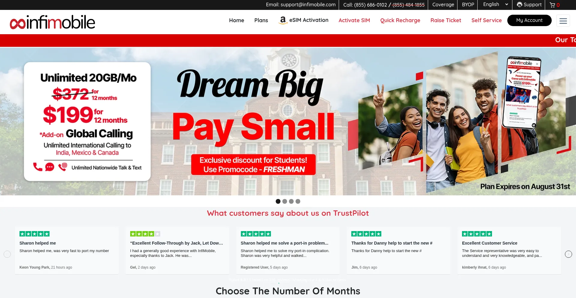 Website screenshot of Infimobile.com