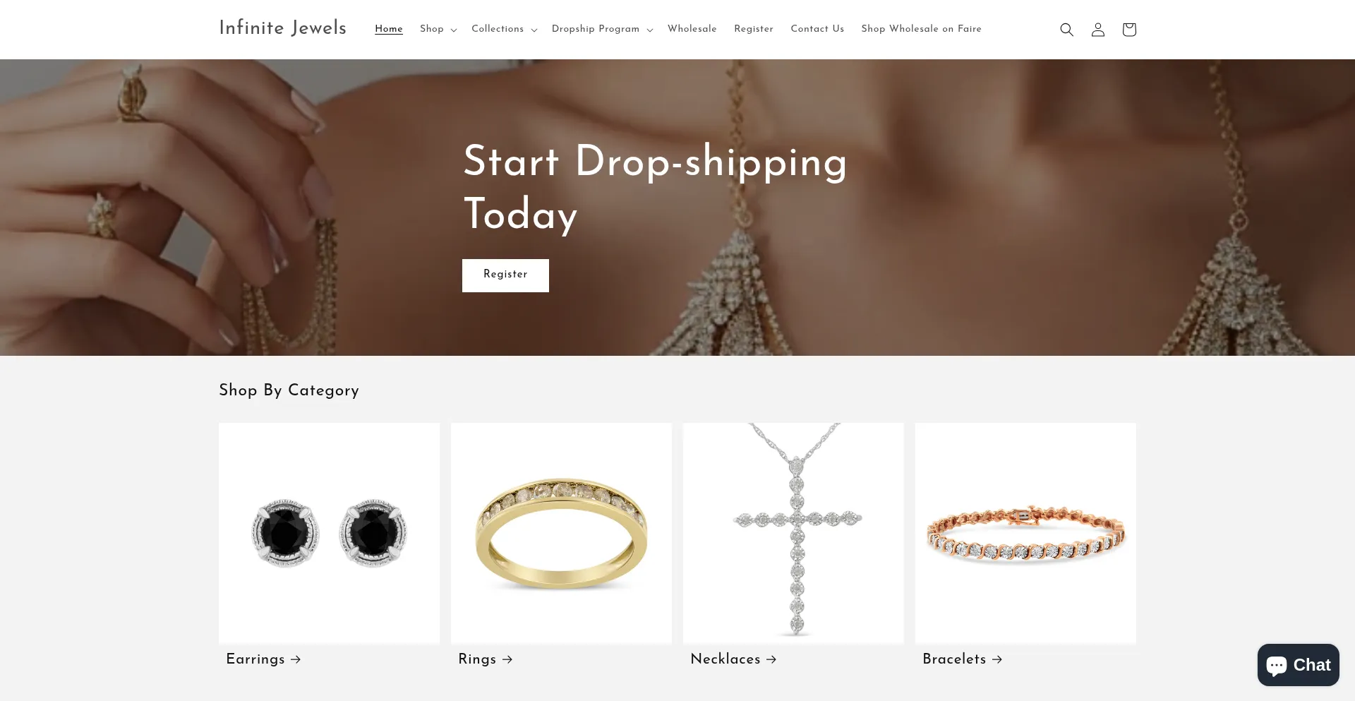 Website screenshot of Infinitejewels.com