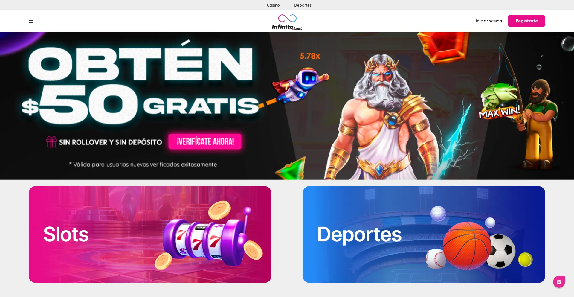 Website screenshot of Infinito.bet