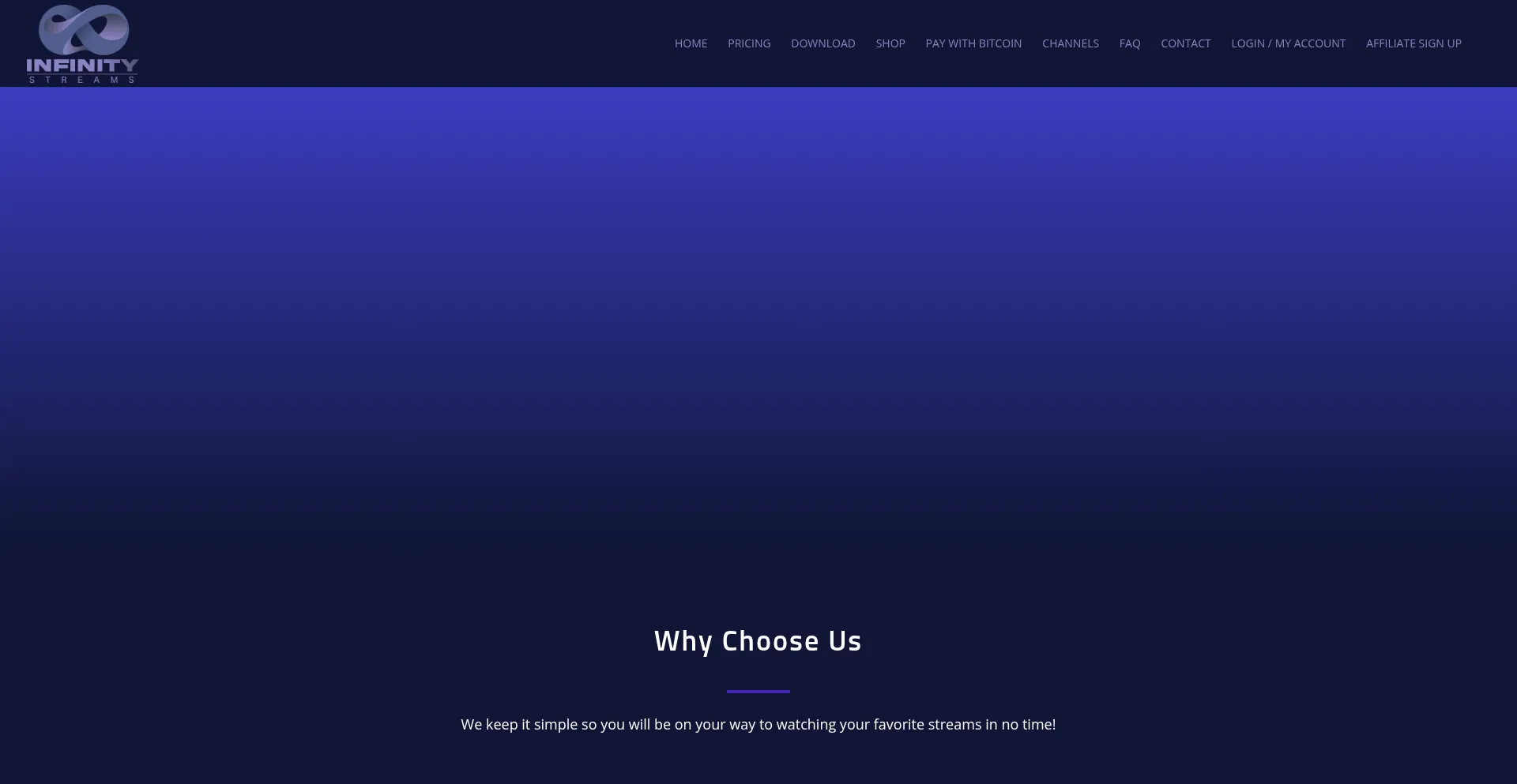 Website screenshot of Infinitystreams.net