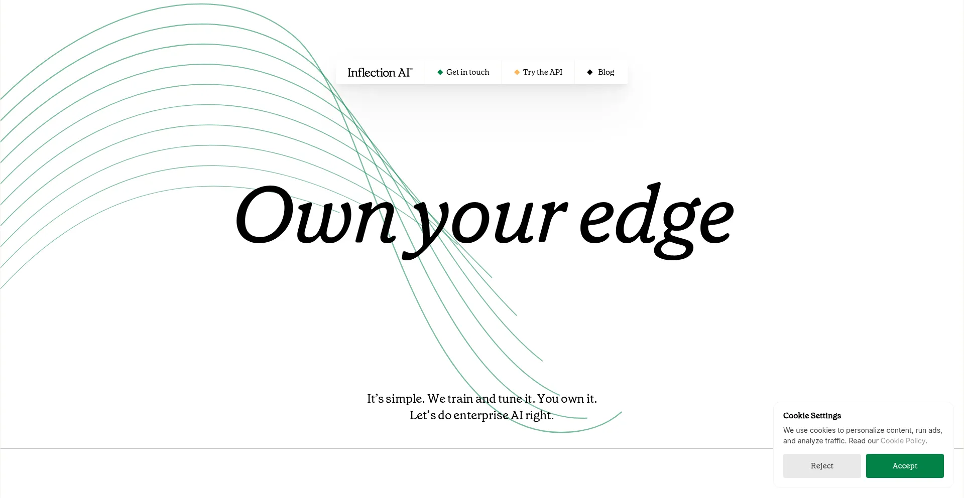 Website screenshot of Inflection.ai