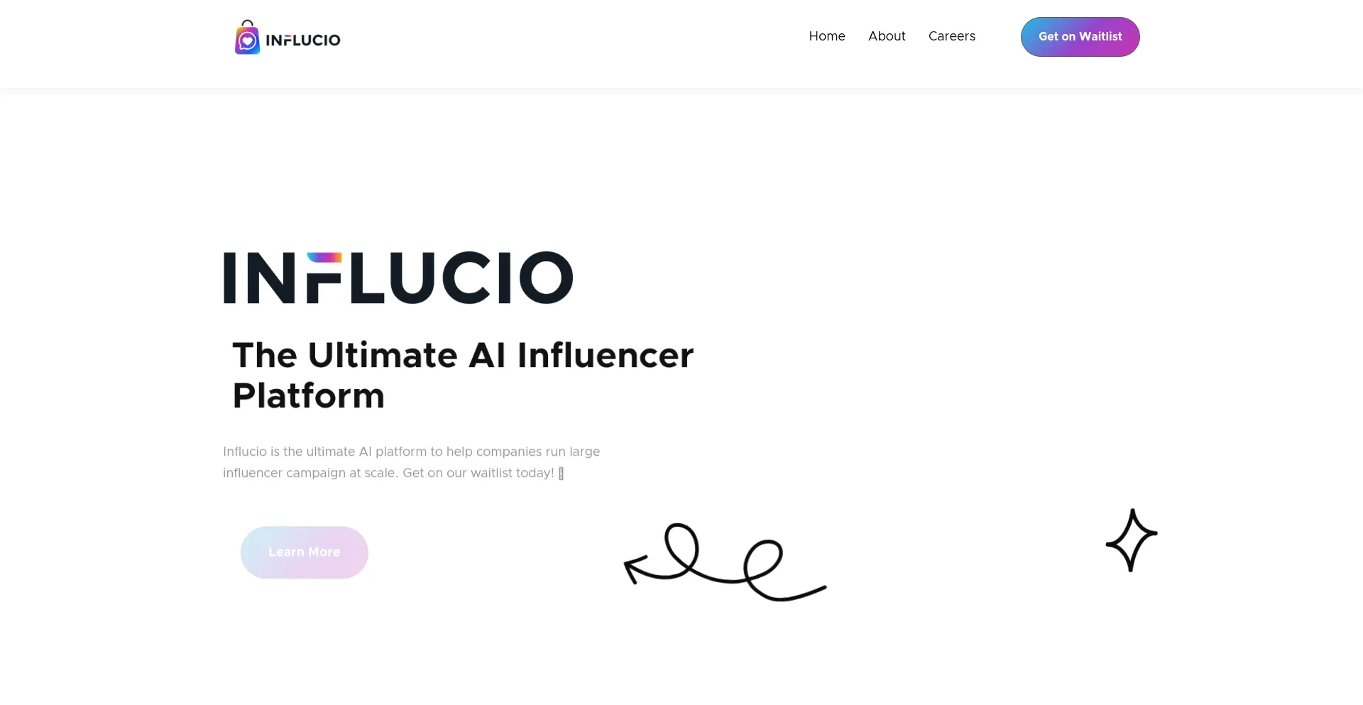 Website screenshot of Influcio.com