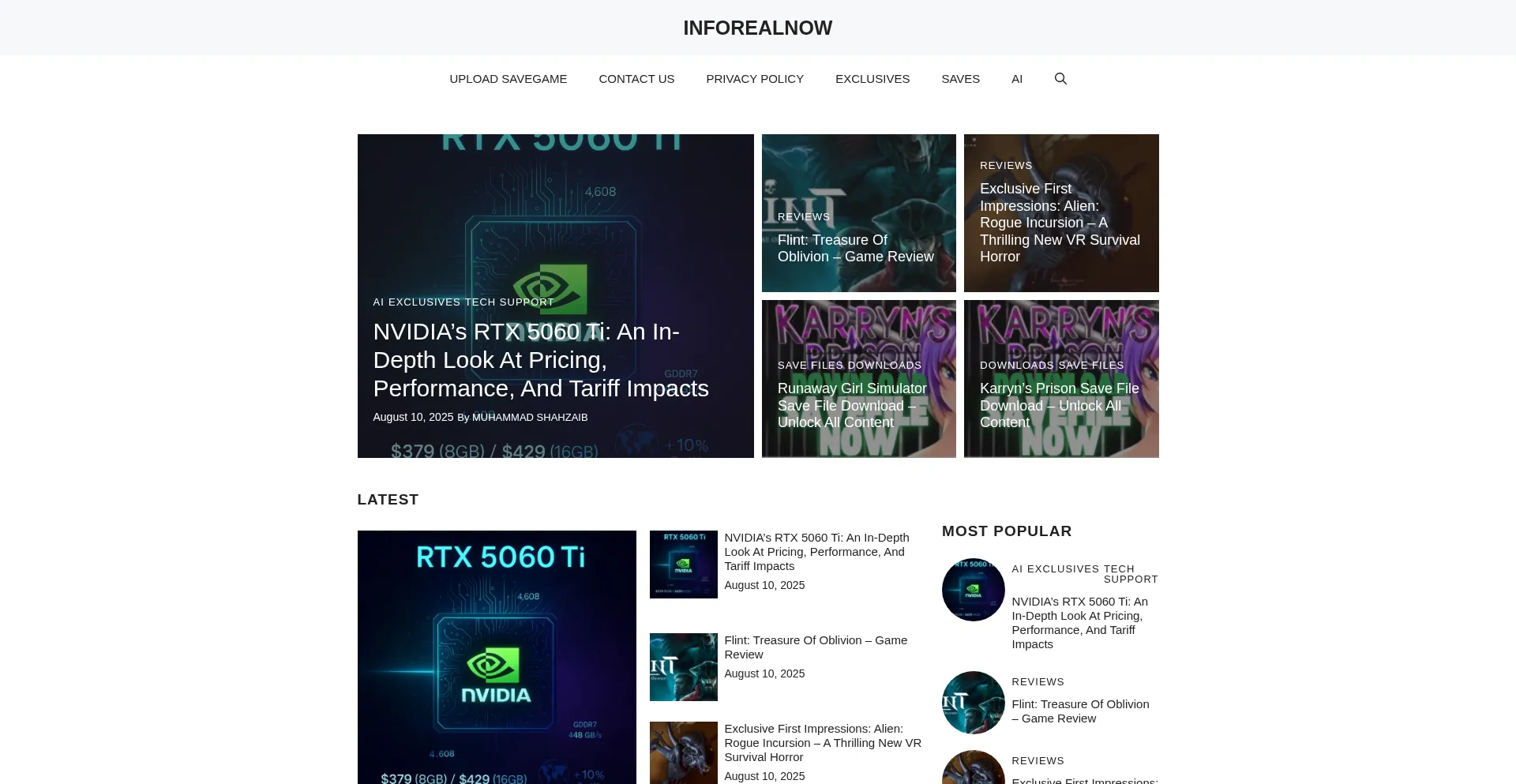 Website screenshot of Inforealnow.com
